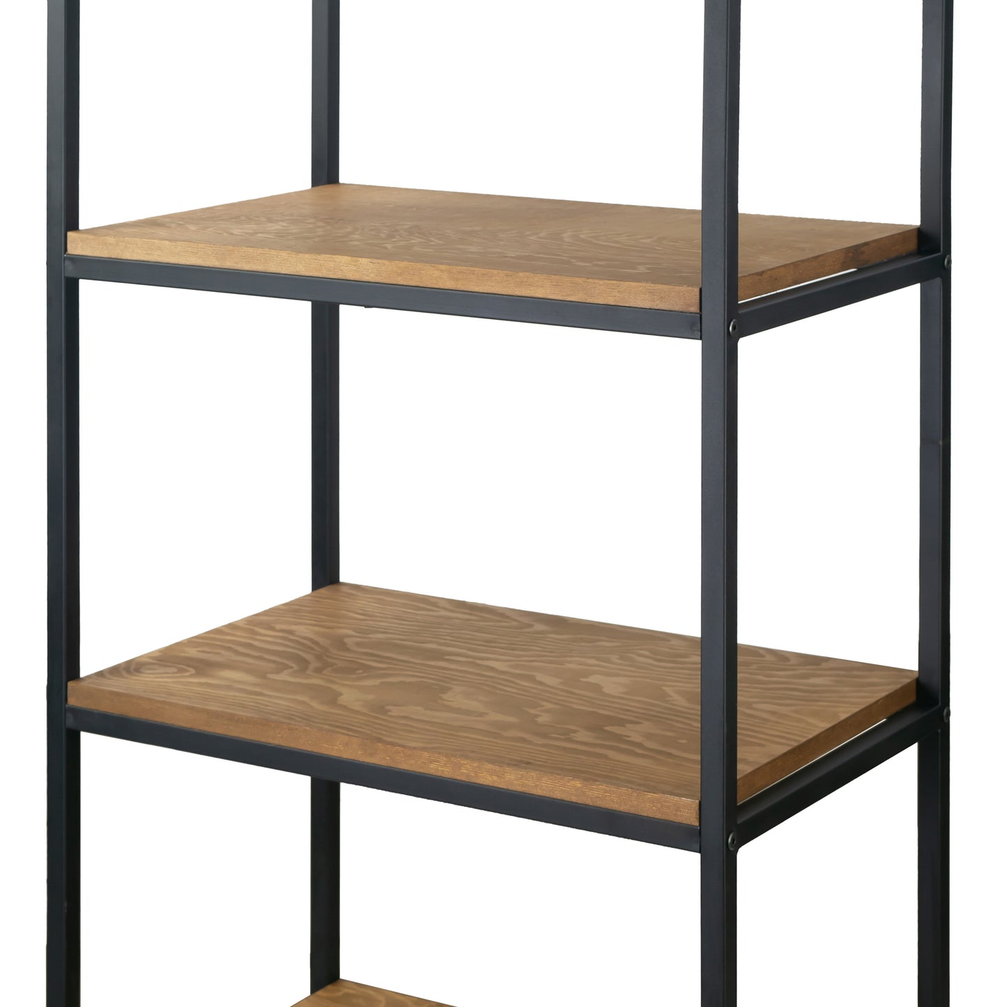 Amy Brown Pine Wood Display Shelf Etagere Metal Frame Bookcase with Drawer