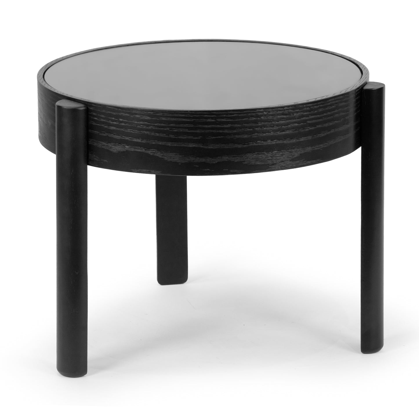 Anika Black Round Side Table with Tempered Glass Top