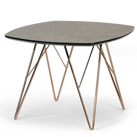 Anila Irregular Square Side Table with Golden Metal Legs