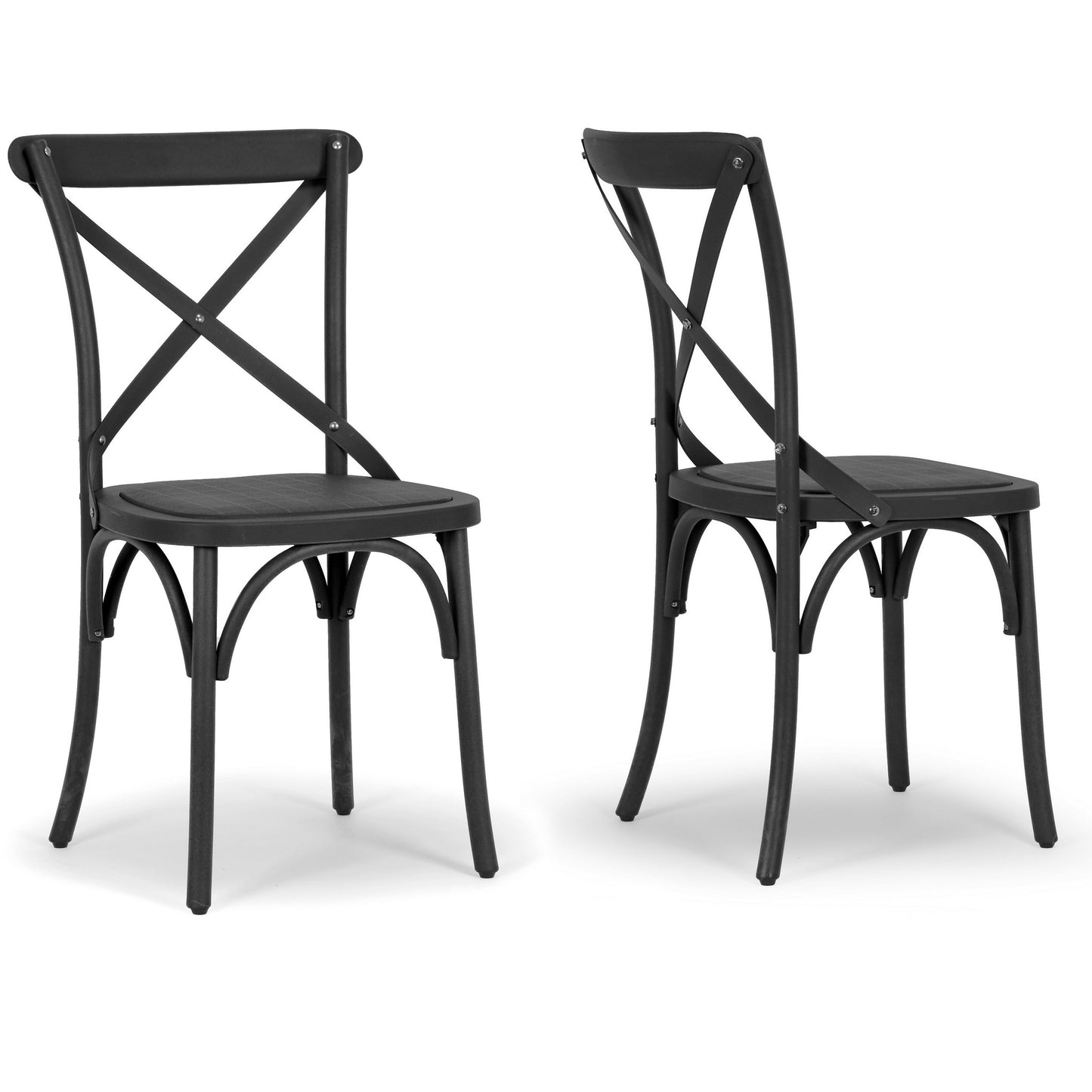 Set of 2 Aleah Outdoor Indoor Dining Chair Cross Back Chairs in Black