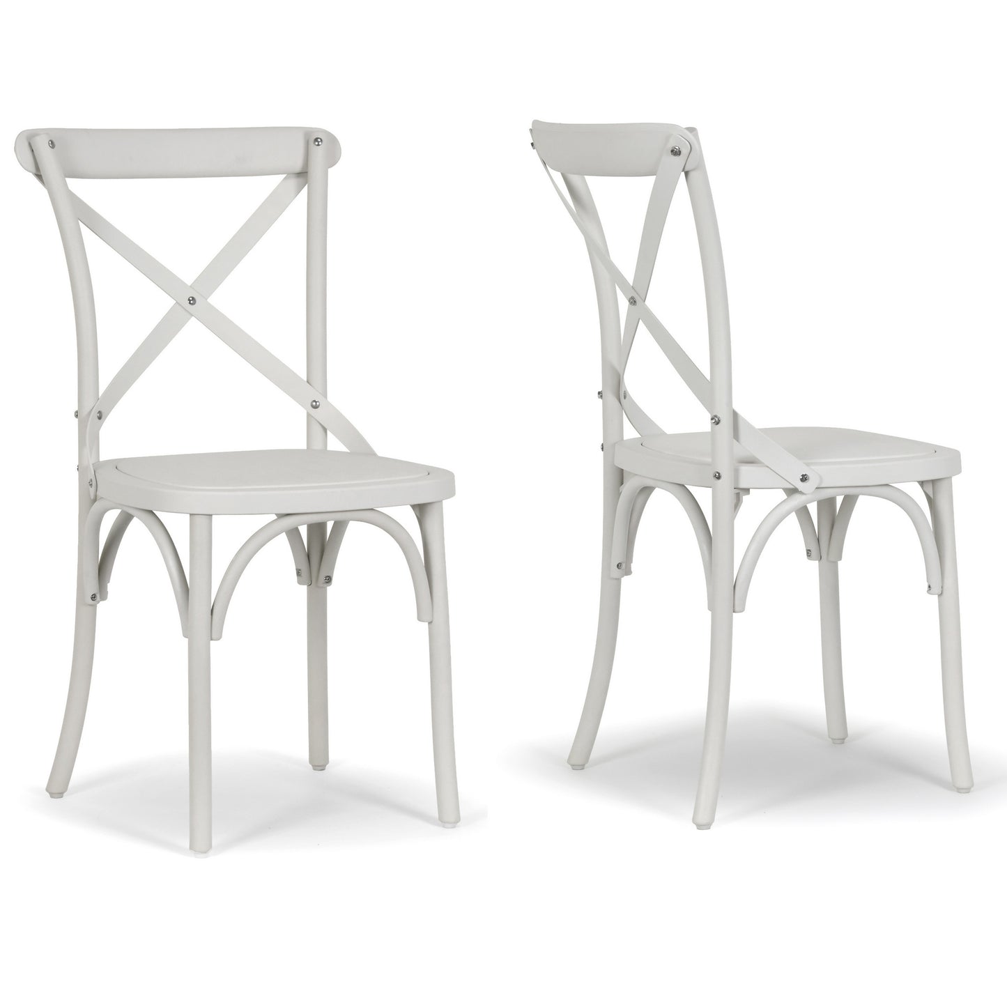 Set of 2 Aleah Outdoor Indoor Dining Chair Cross Back Chairs in White