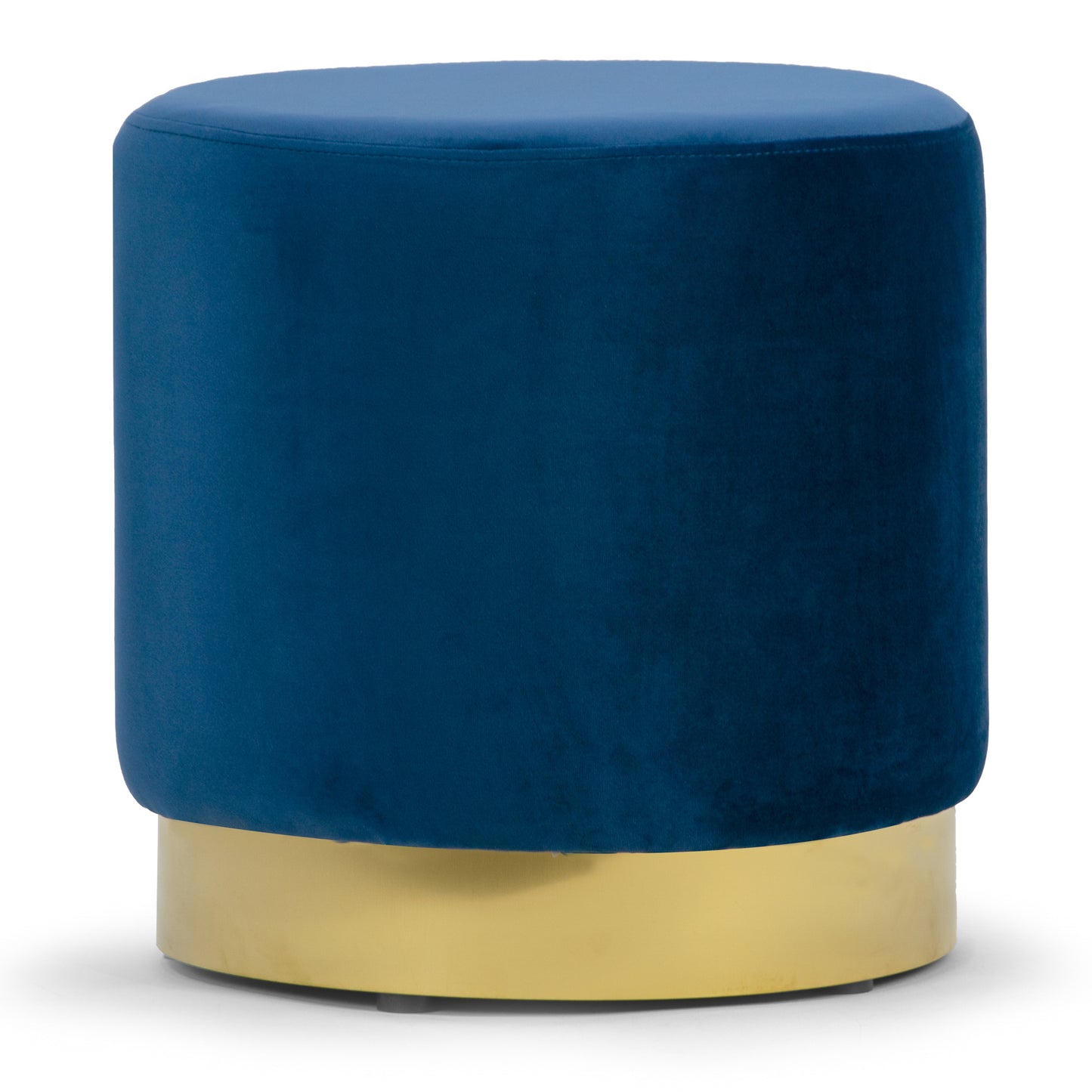 Anna Blue Velvet Round Footstool Ottoman with Golden Accent Base Small-Medium-Large Set