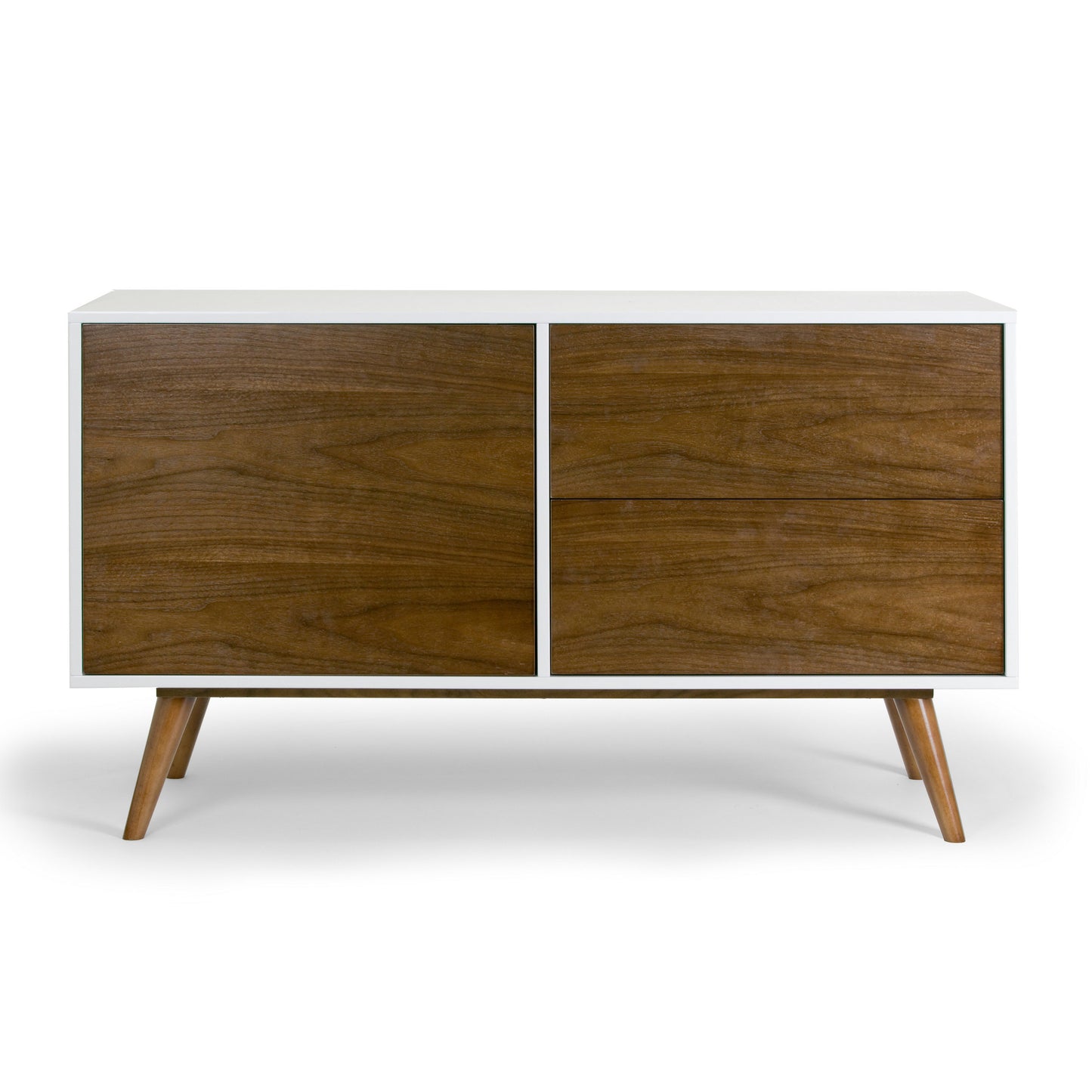 Ailsa Walnut & White Sideboard Scandinavian Retro Style Sofa Table