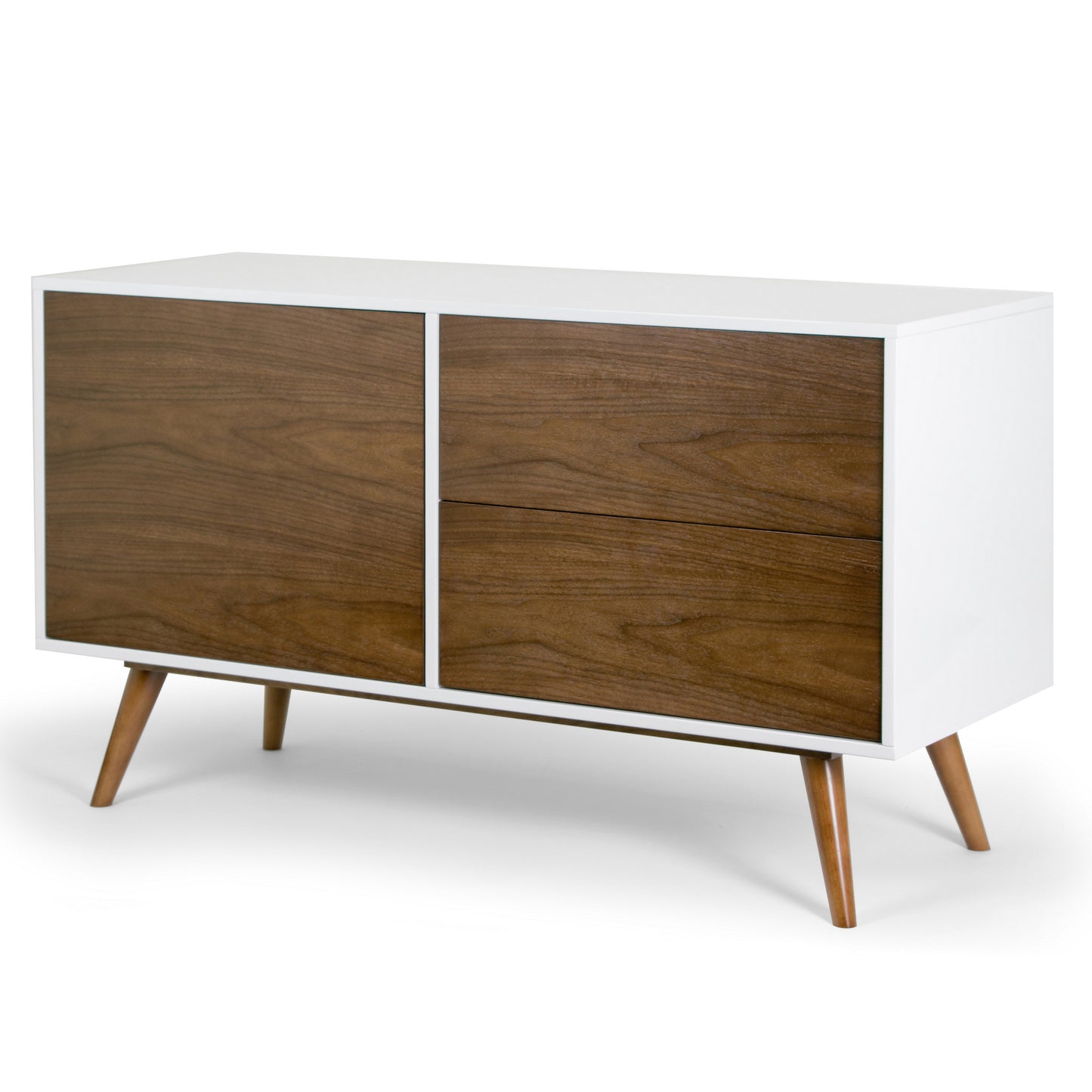 Ailsa Walnut & White Sideboard Scandinavian Retro Style Sofa Table