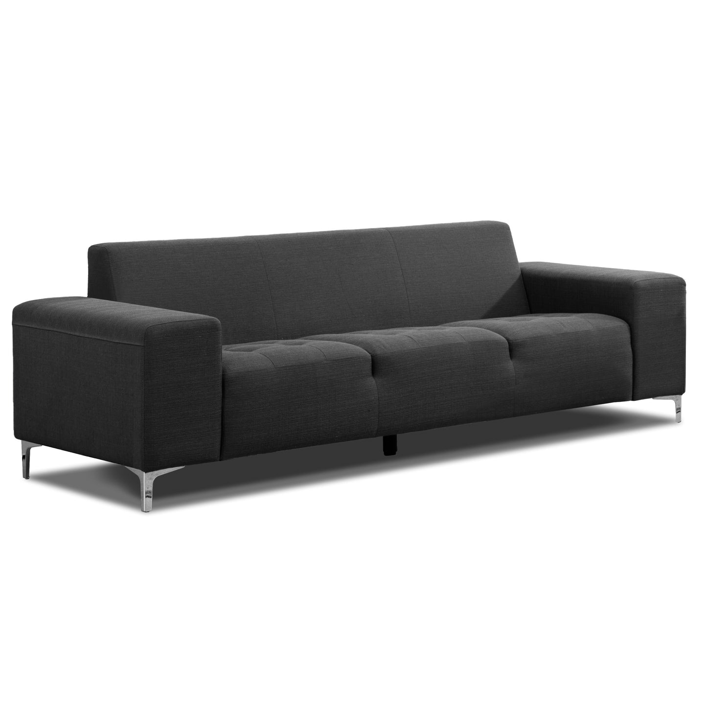Alicia Modern Charcoal Grey Fabric Sofa with Square Arms