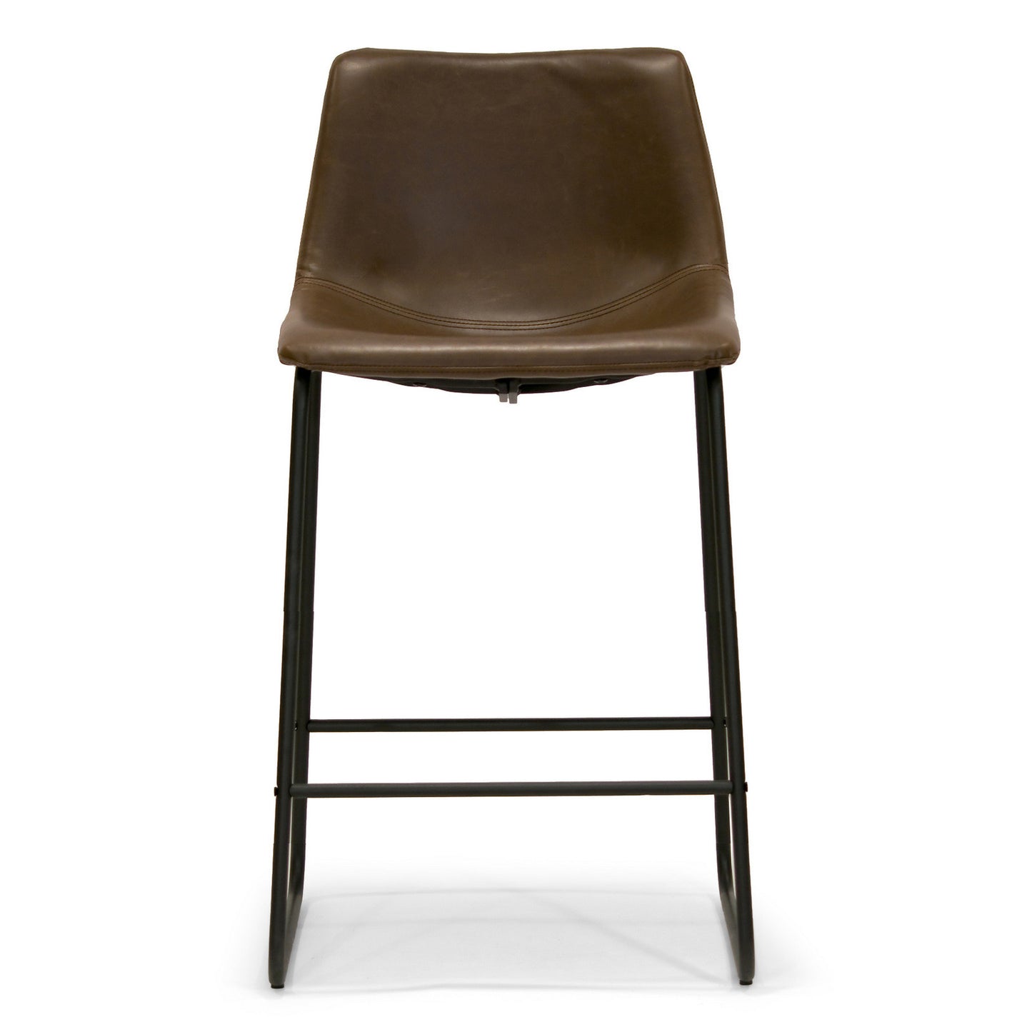 Adan Iron Frame Dark Brown PU Leather Counter Stool (Set of 2)