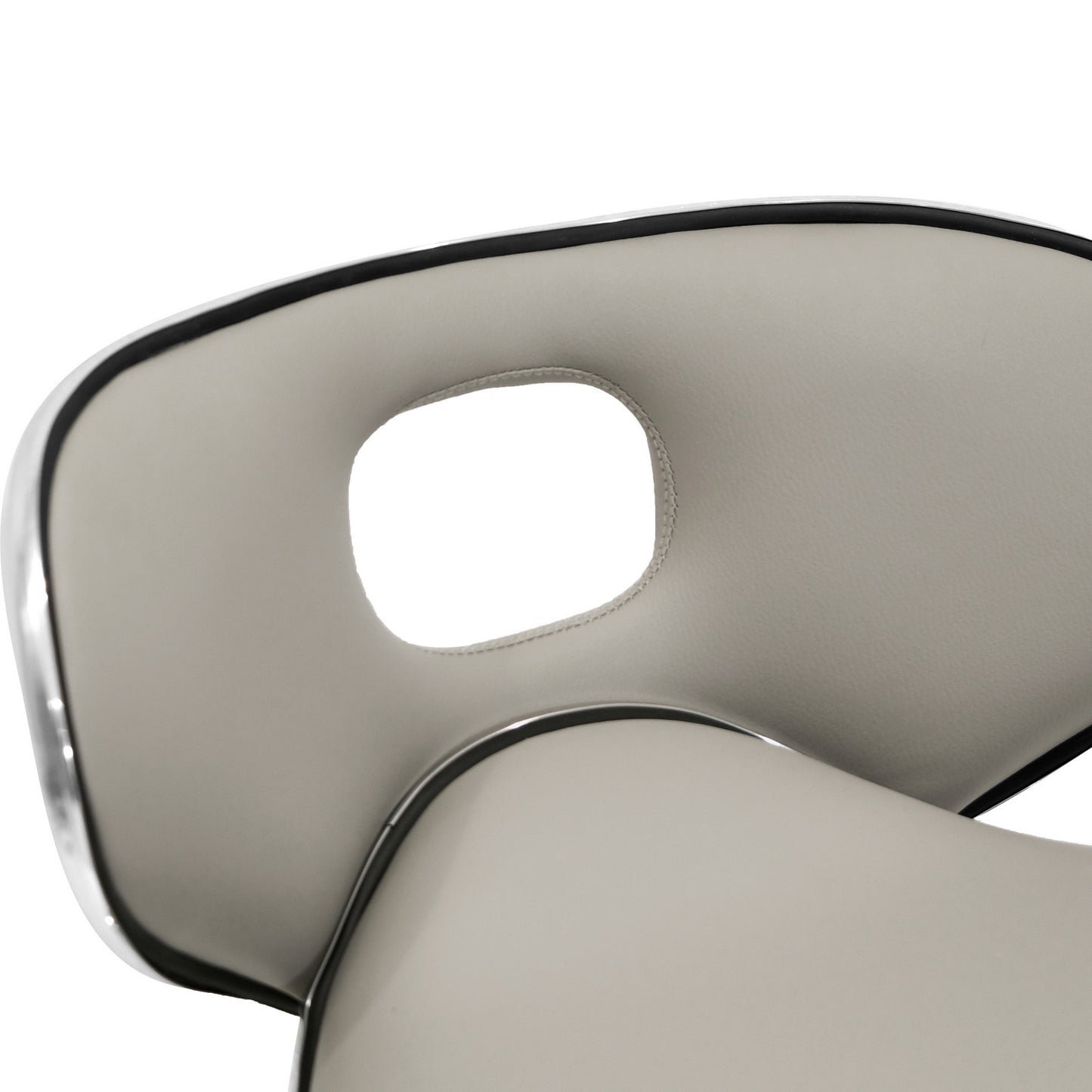 Adria Ash Color Light Taupe PU Leather Chrome Frame Adjustable Height Swivel Bar Stool (Set of 2)