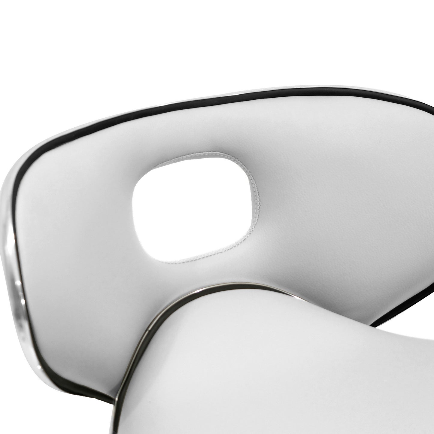 Adria White PU Leather Chrome Frame Adjustable Height Swivel Bar Stool (Set of 2)