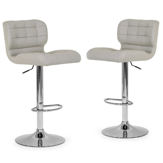 Set of 2 Adler Ashy Color Light Taupe Faux Leather Adjustable Height Bar Stool