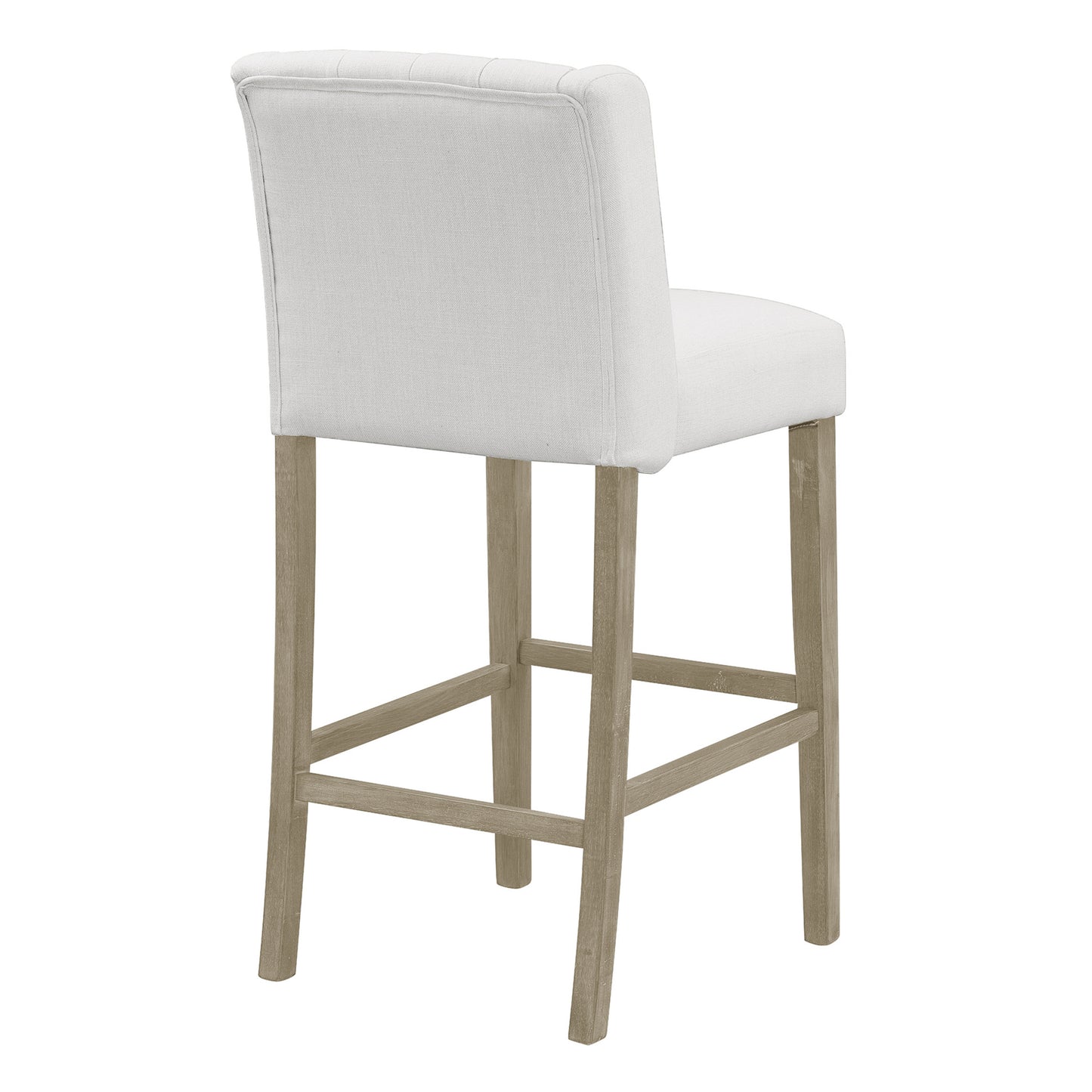 Set of 2 Aled Beige Fabric Bar Stool with Side Wings and Tufted Buttons