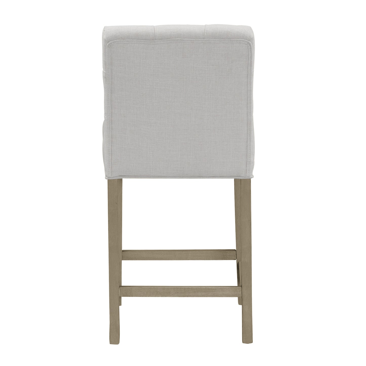 Set of 2 Aled Beige Fabric Counter Stool with Side Wings and Tufted Buttons