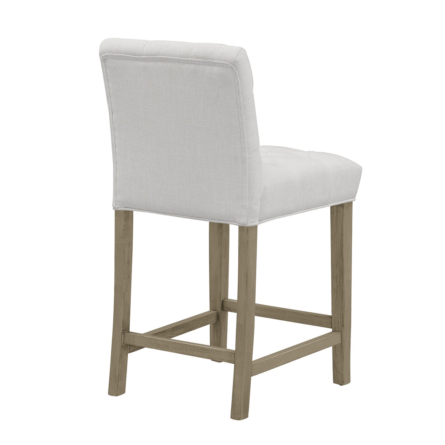 Set of 2 Alee Beige Fabric Counter Stool with Tufted Buttons and Wood Legs