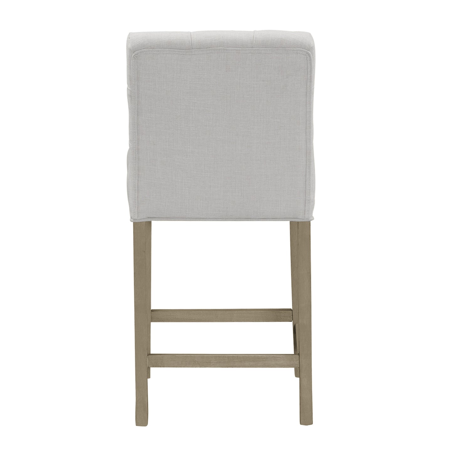 Set of 2 Alee Beige Fabric Counter Stool with Tufted Buttons and Wood Legs