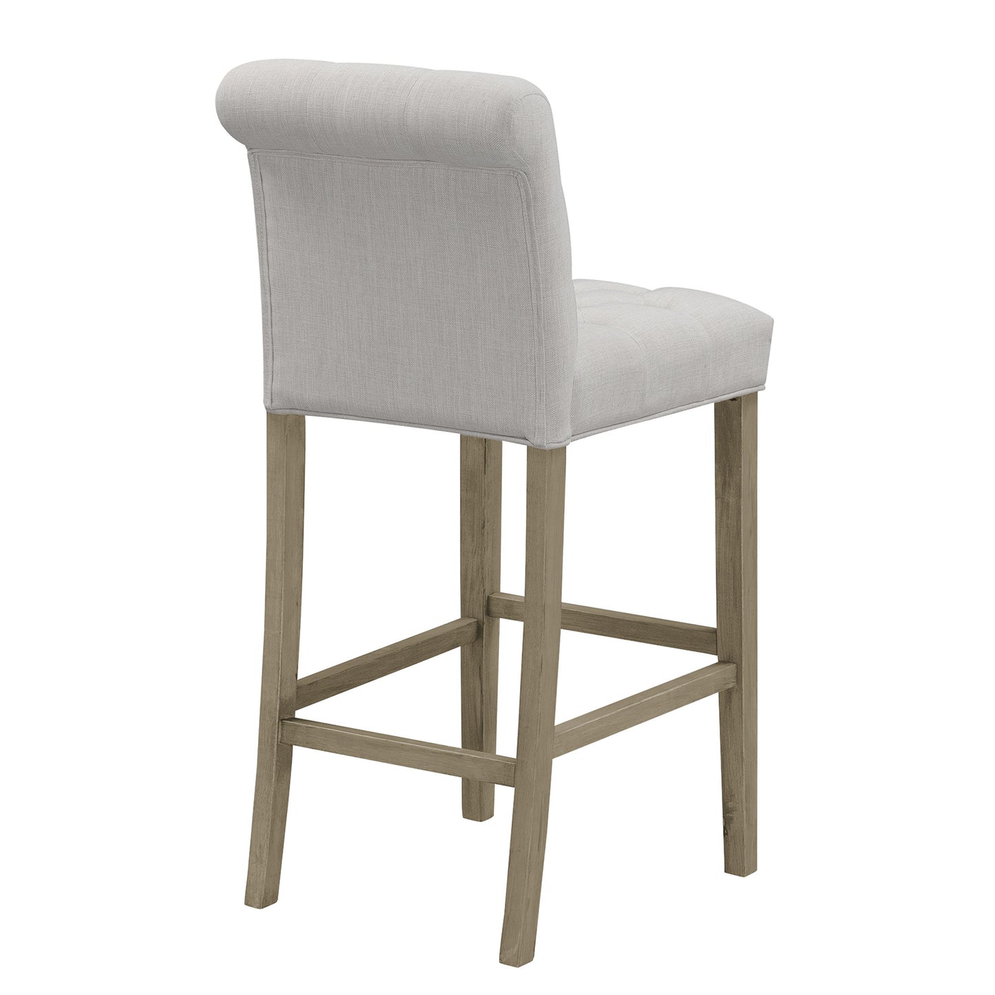 Set of 2 Aleen Beige Fabric Bar Stool with Roll Back Design and Tufted Buttons