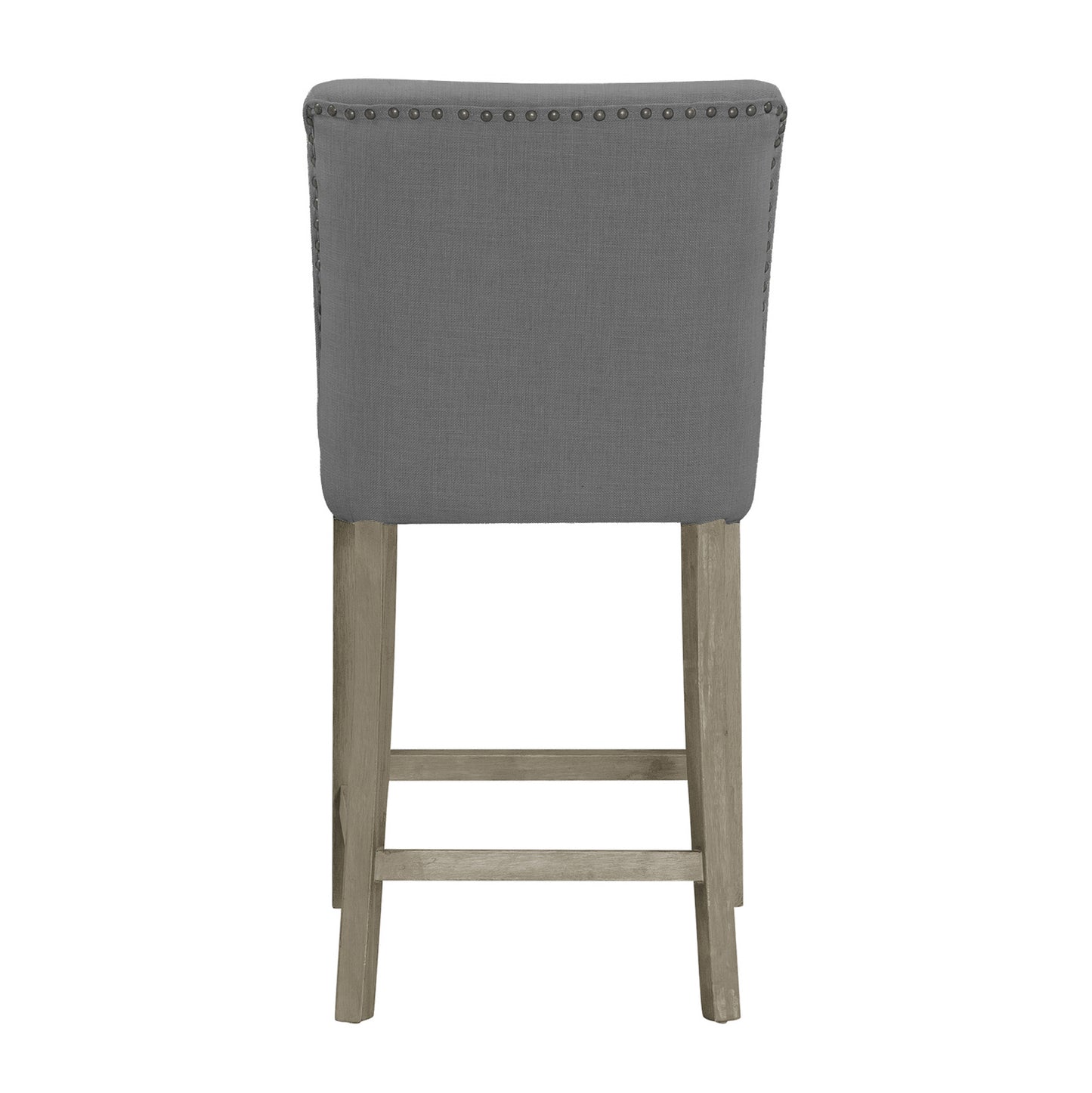 Set of 2 Aleco Grey Fabric Counter Stool with Metal Nail Head Accents