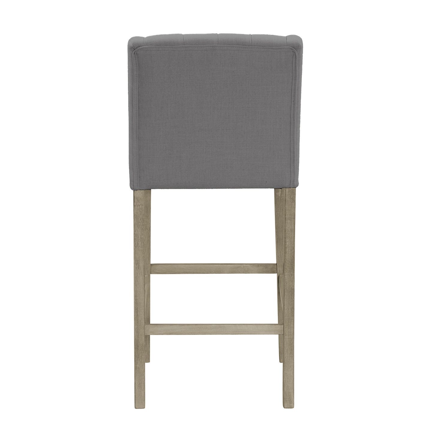 Set of 2 Aled Grey Fabric Bar Stool with Side Wings and Tufted Buttons