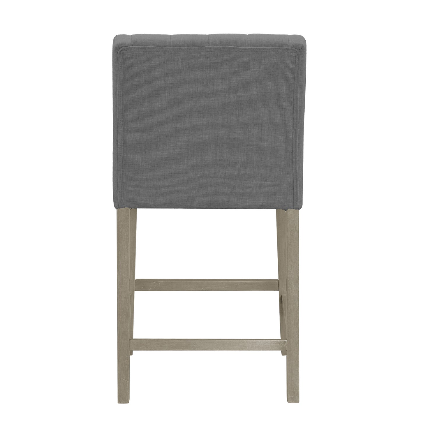 Set of 2 Aled Grey Fabric Counter Stool with Side Wings and Tufted Buttons