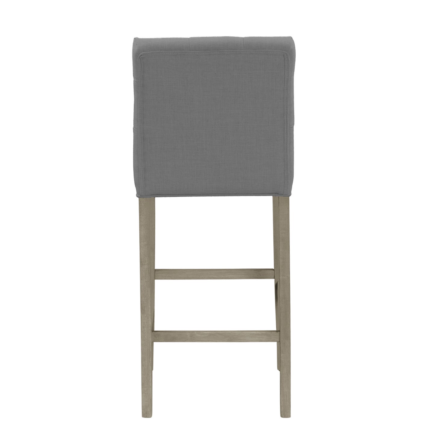 Set of 2 Alee Grey Fabric Bar Stool with Tufted Buttons and Wood Legs