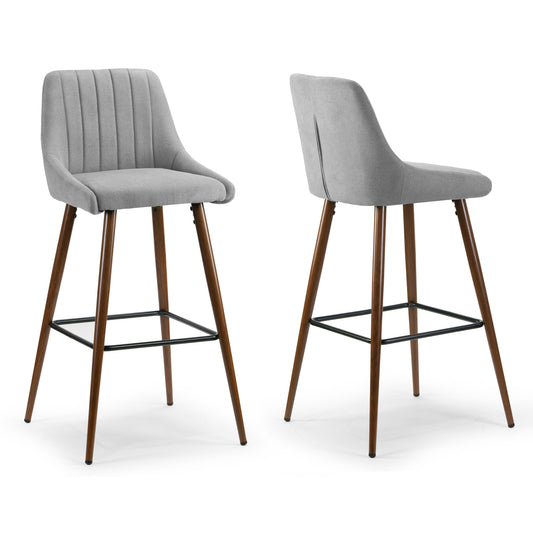 Set of 2 Amos Grey Fabric Barstool with Metal Frame and Legs