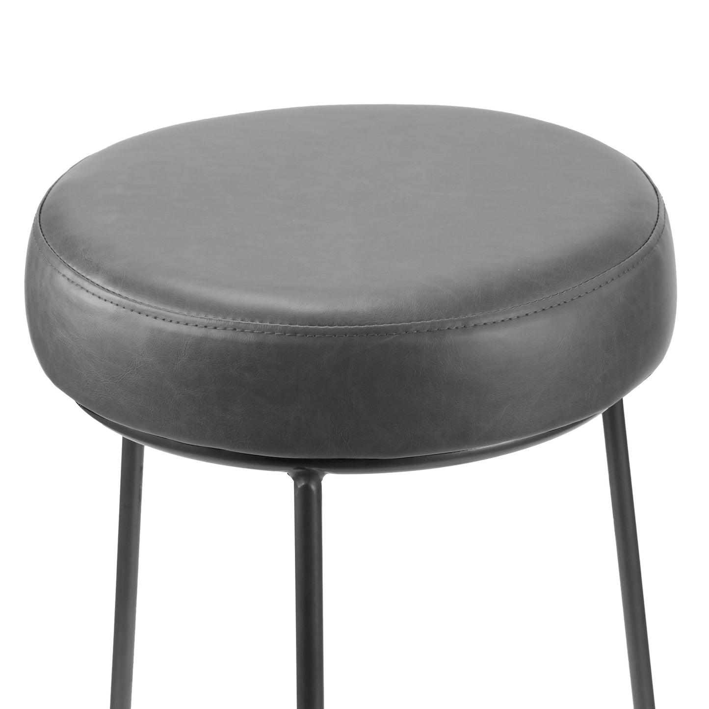 Set of 2 Amie Grey Backless Counter Stool with Gunmetal Grey Frame