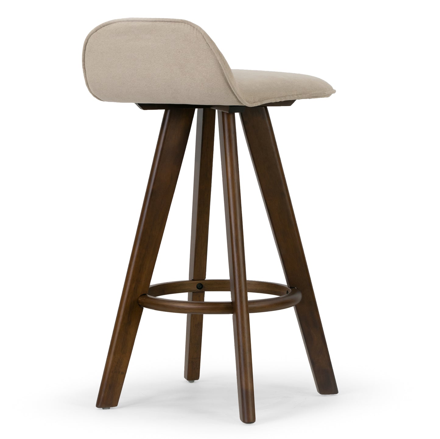 Set of 2 Asta Dark Brown Rubberwood Barstool with Low Back Fabric Seat