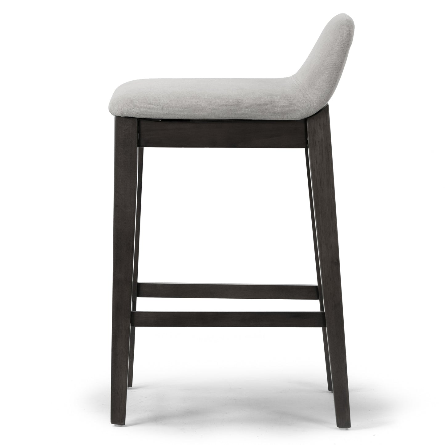 Set of 2 Atia Black Rubberwood Counter Stool with Low Back Fabric Seat