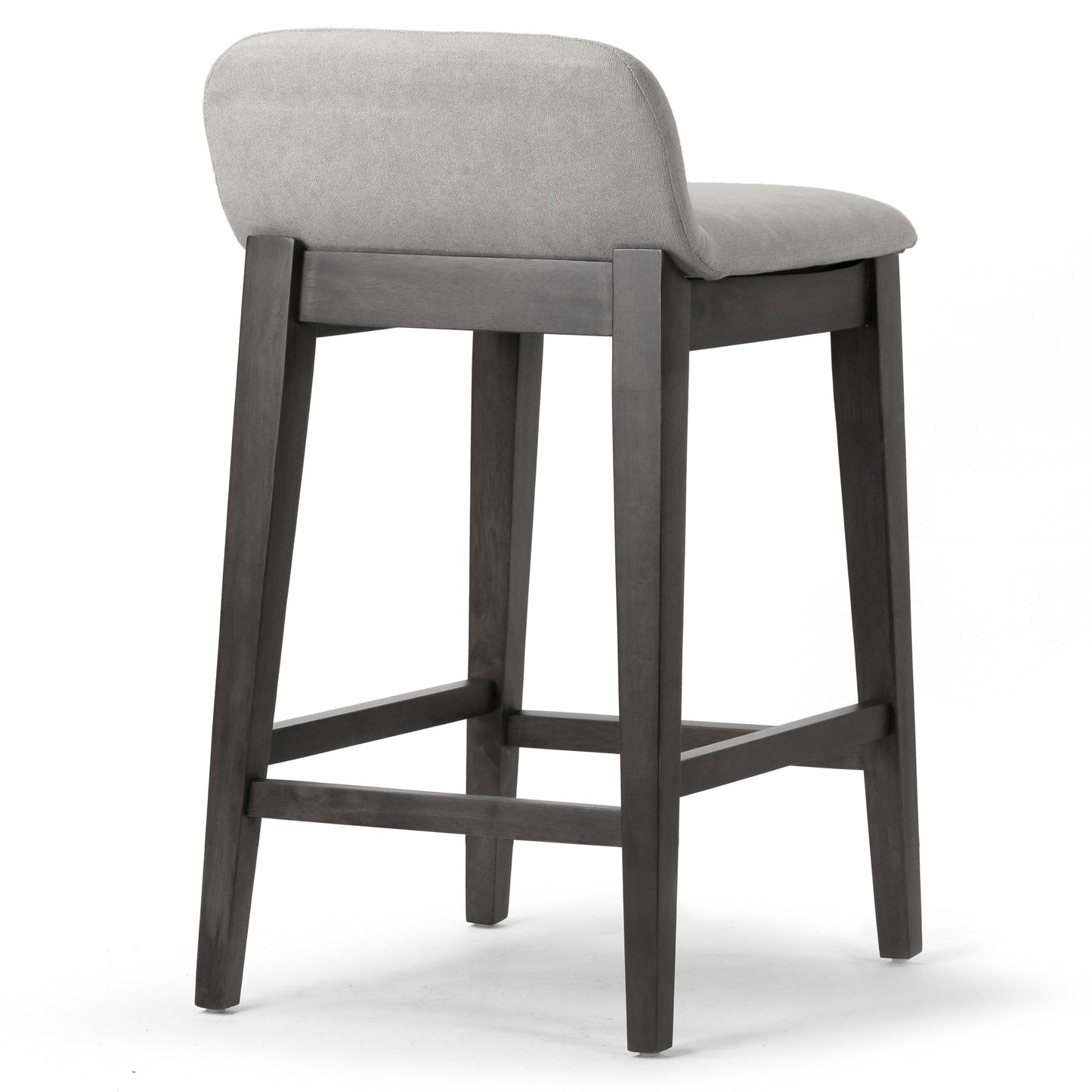 Set of 2 Atia Black Rubberwood Counter Stool with Low Back Fabric Seat
