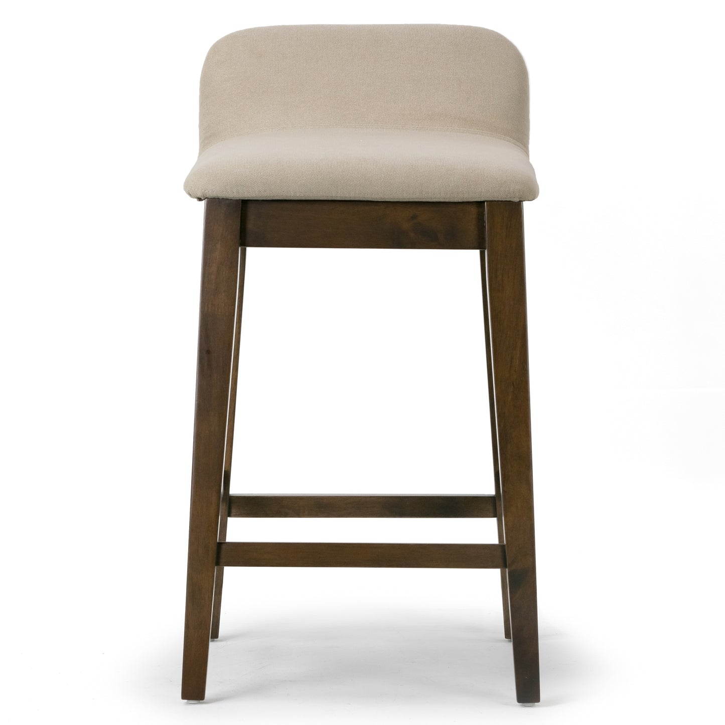 Set of 2 Atia Dark Brown Rubberwood Counter Stool with Low Back Fabric Seat