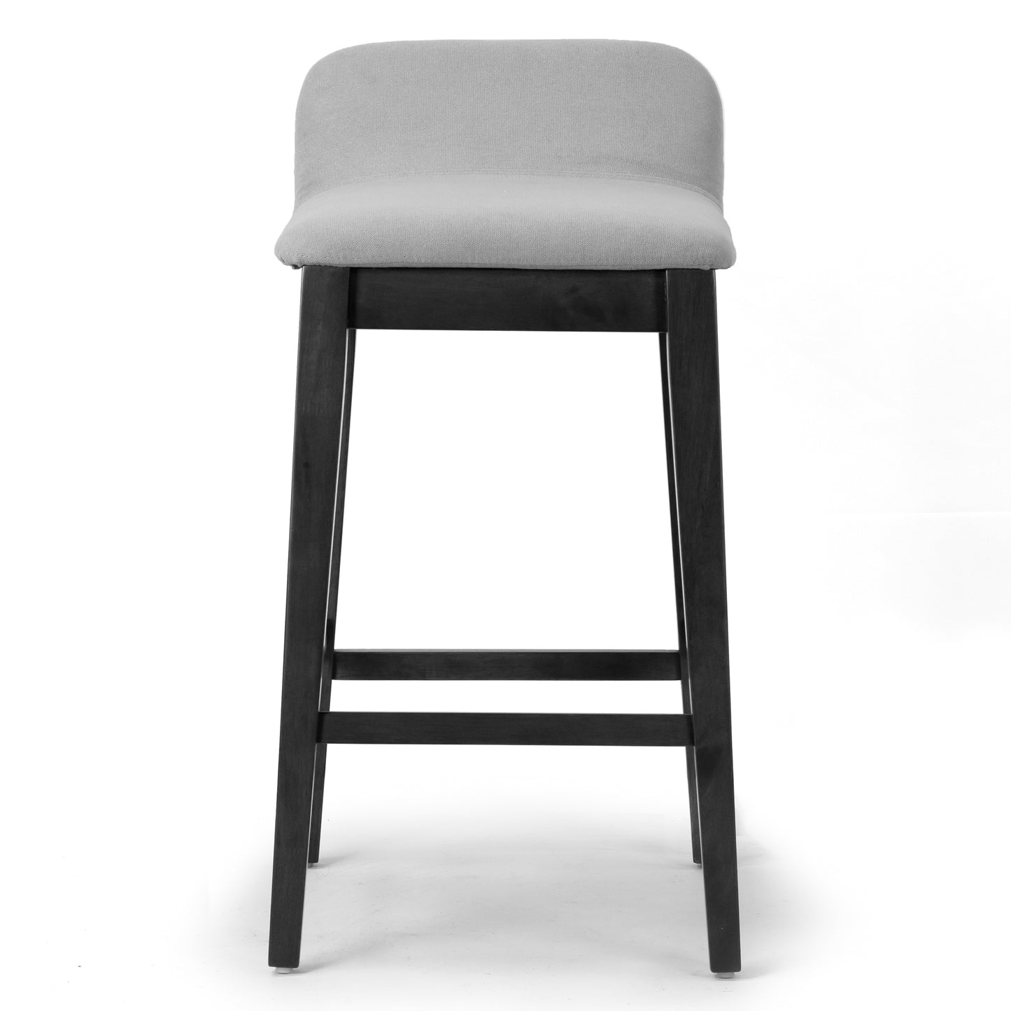 Set of 2 Atia Black Rubberwood Bar Height Barstool with Low Back Fabric Seat