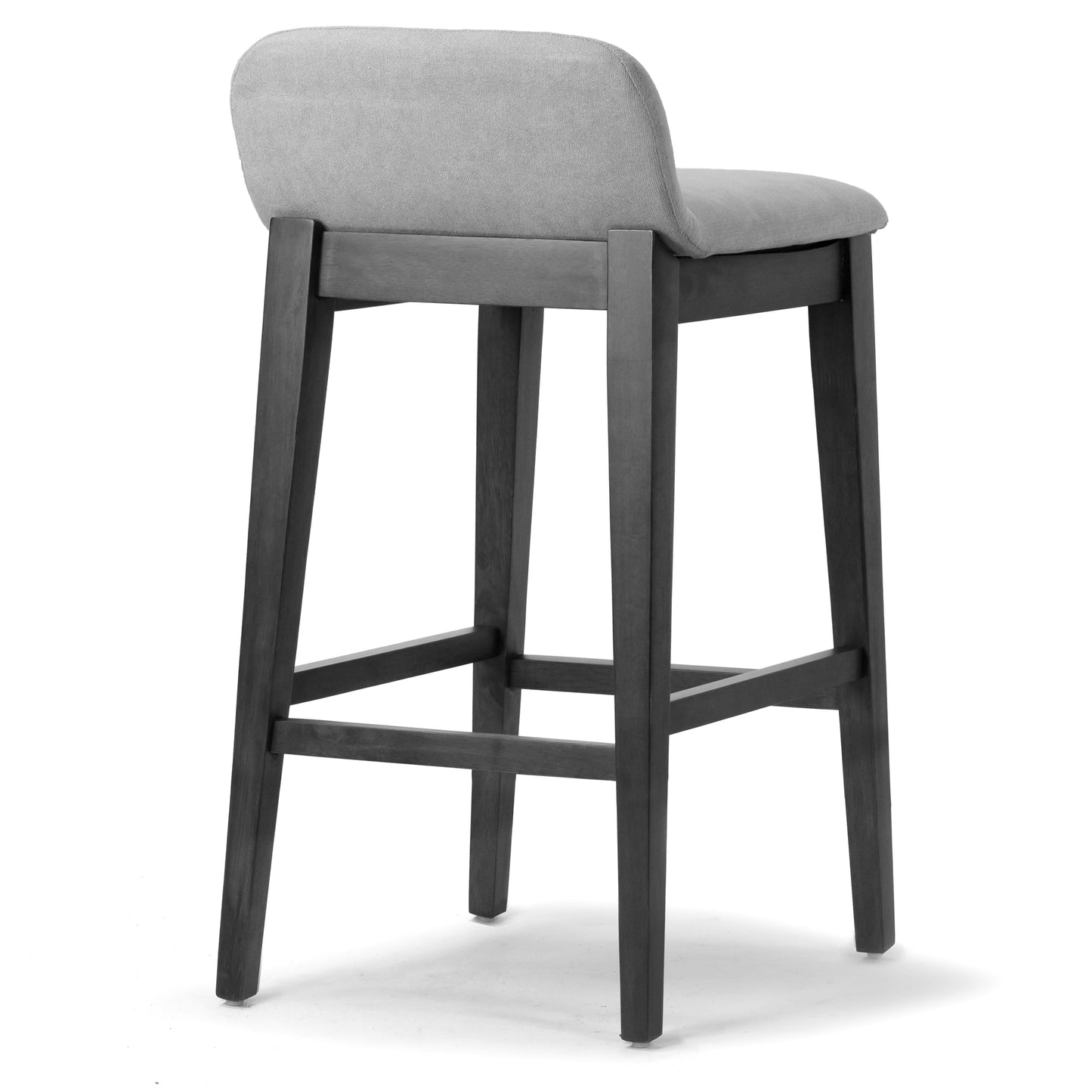 Set of 2 Atia Black Rubberwood Bar Height Barstool with Low Back Fabric Seat