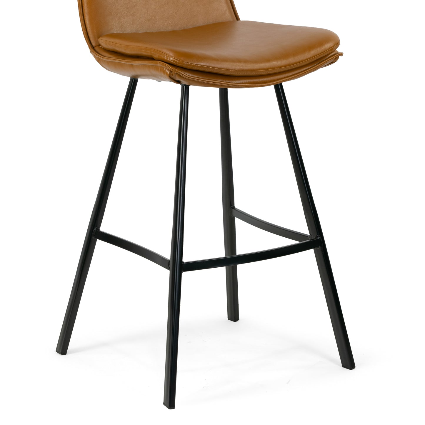 Set of 2 Avalyn Cappuccino Faux Leather Bar Stool with Black Metal Legs
