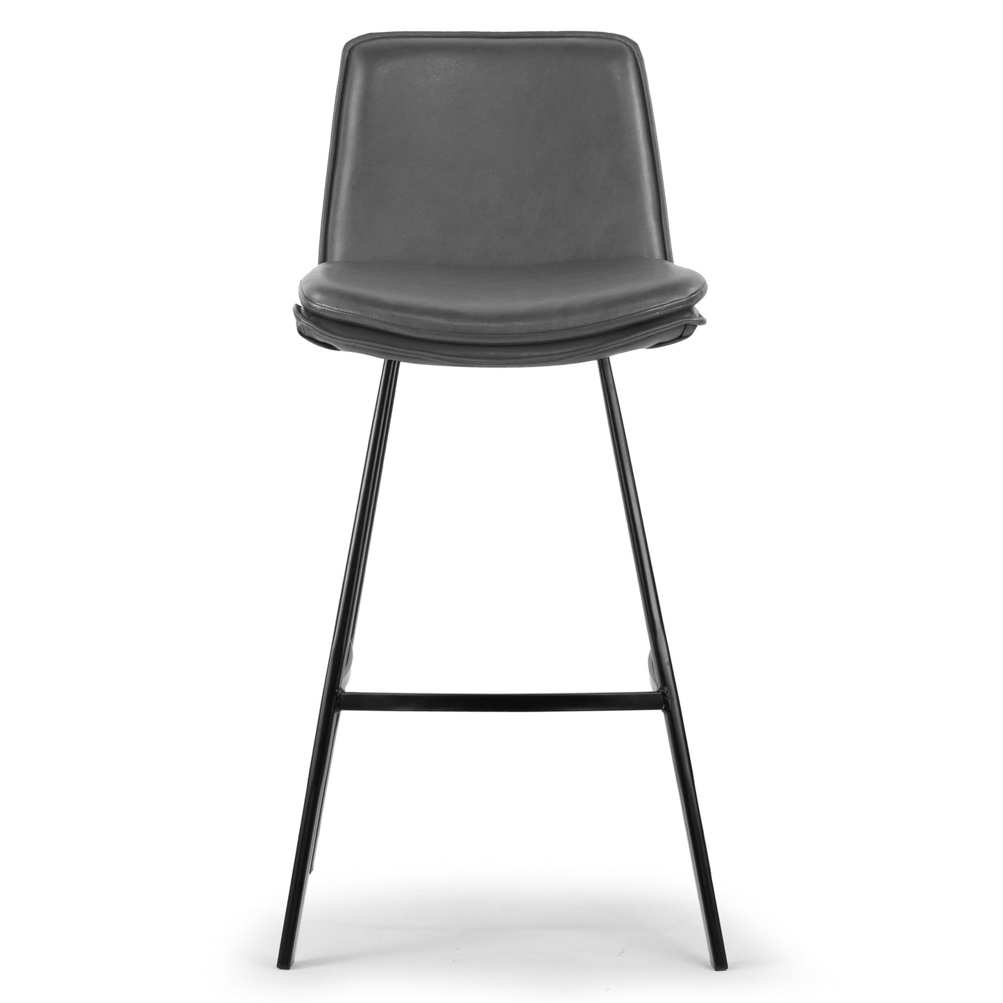 Set of 2 Avalyn Grey Faux Leather Bar Stool with Black Metal Legs