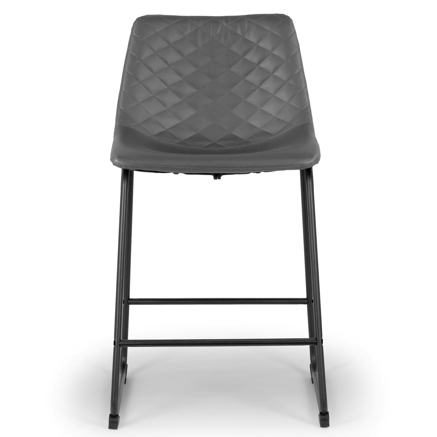 Set of 2 Ave Iron Frame Gray Faux Leather Counter Stool with Stitching