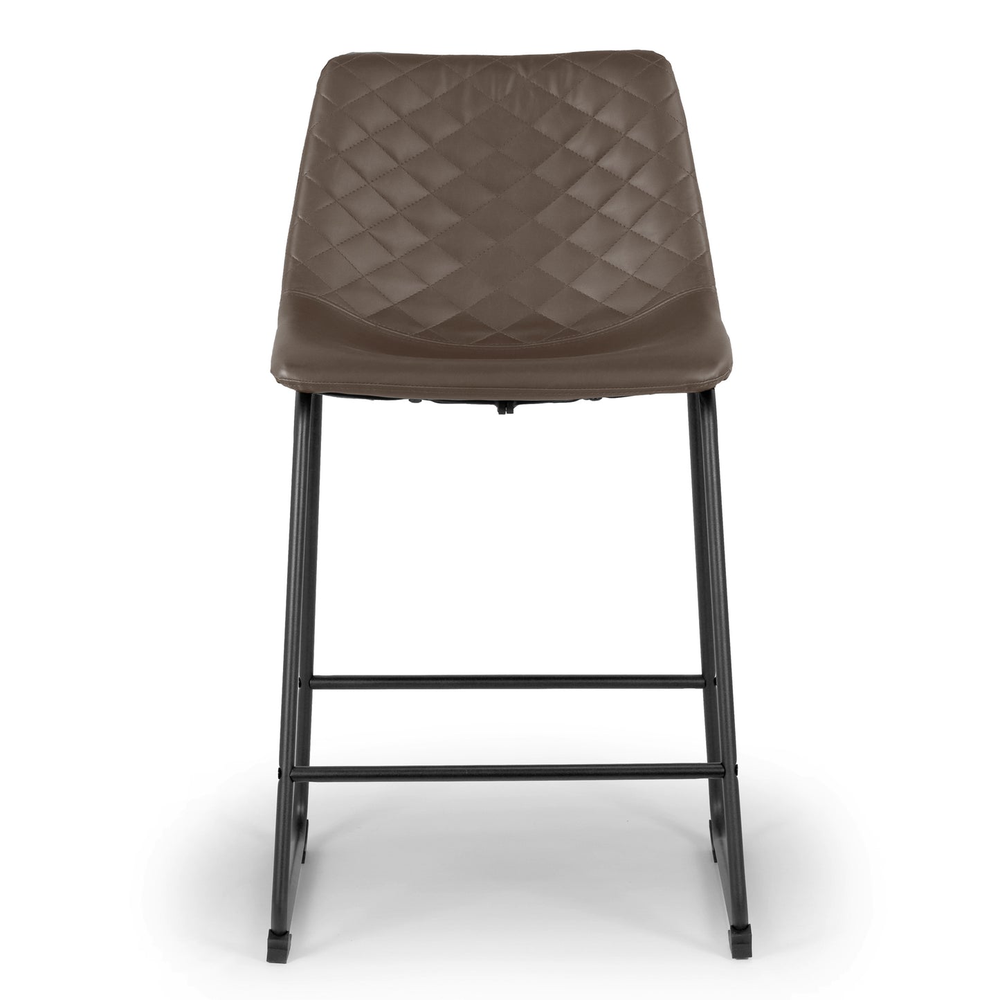 Set of 2 Ave Iron Frame Brown Faux Leather Counter Stool with Stitching