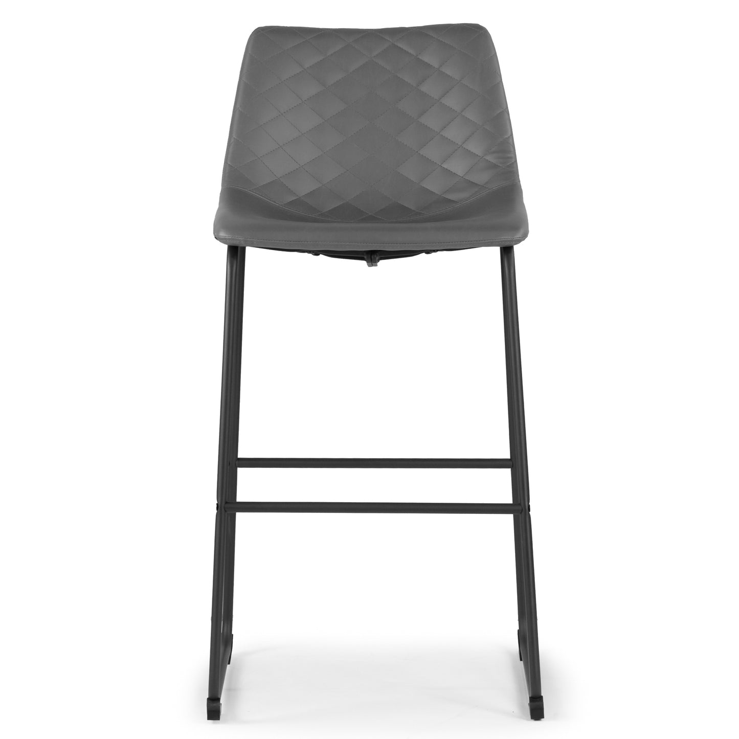 Set of 2 Ave Iron Frame Gray Faux Leather Bar Stool with Stitching