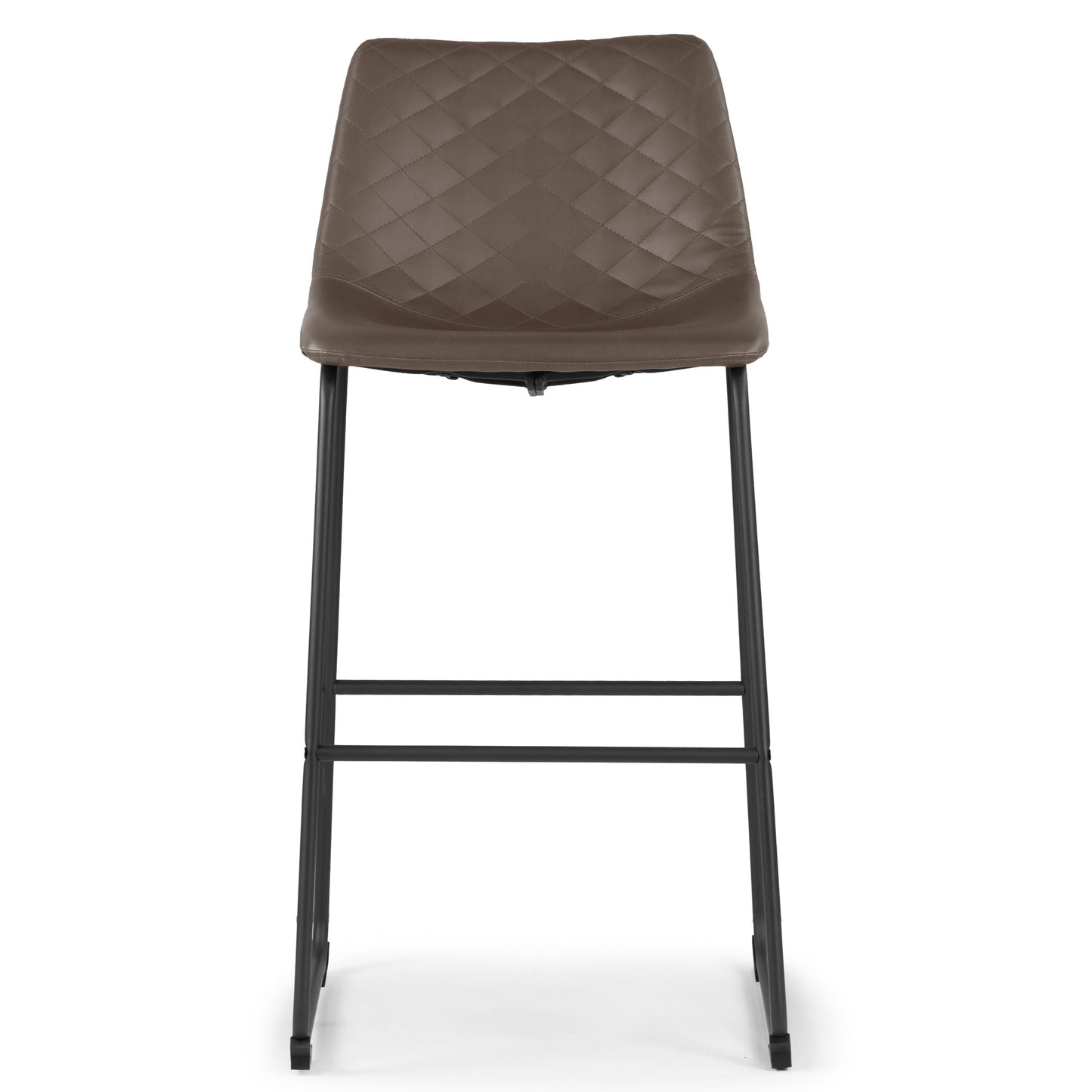 Set of 2 Ave Iron Frame Brown Faux Leather Bar Stool with Stitching