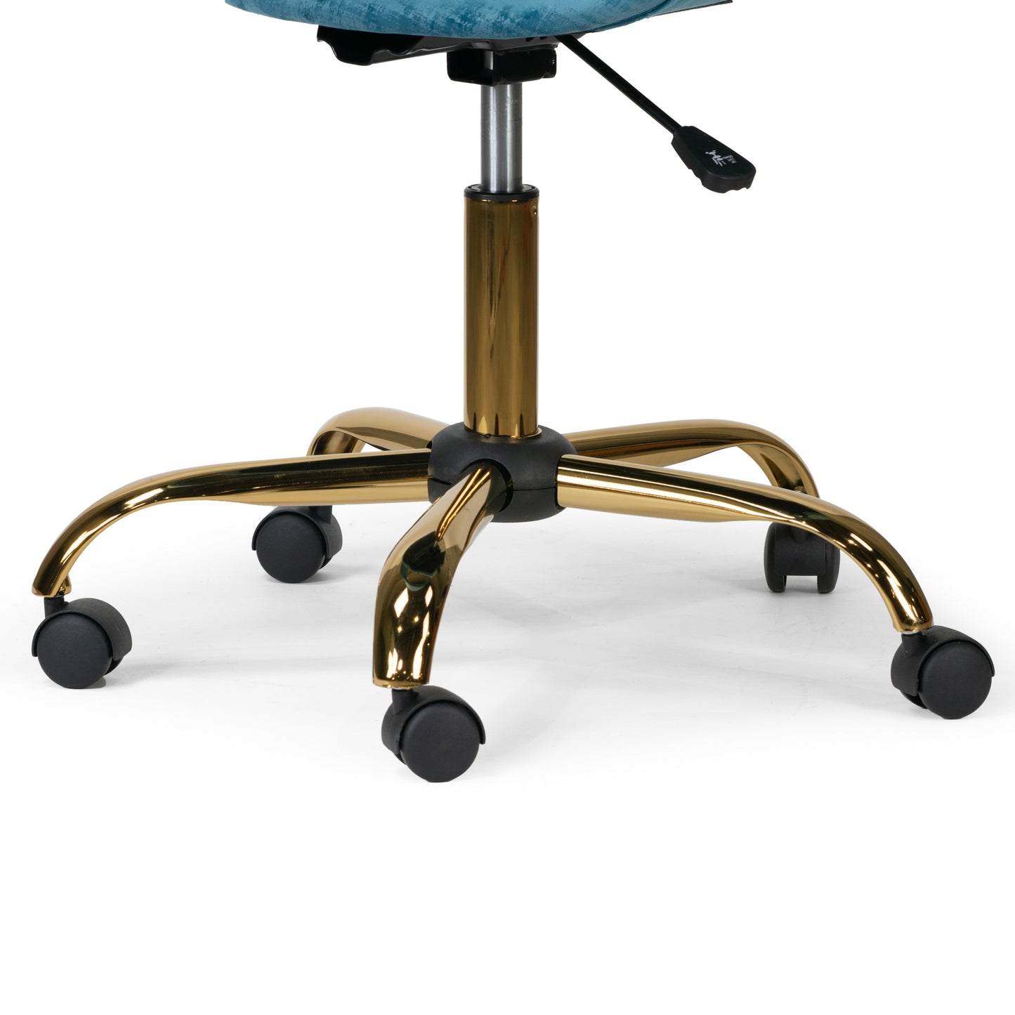 Amani Blue Velvet Office Chair with Golden Metal Base