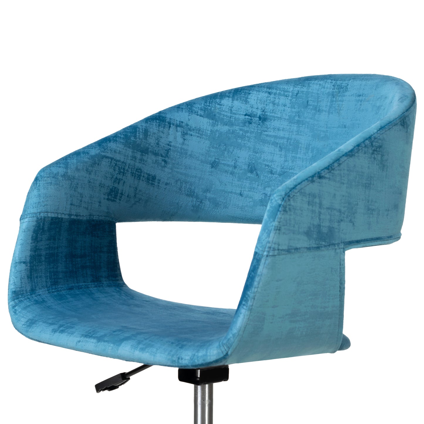 Amani Blue Velvet Office Chair with Golden Metal Base