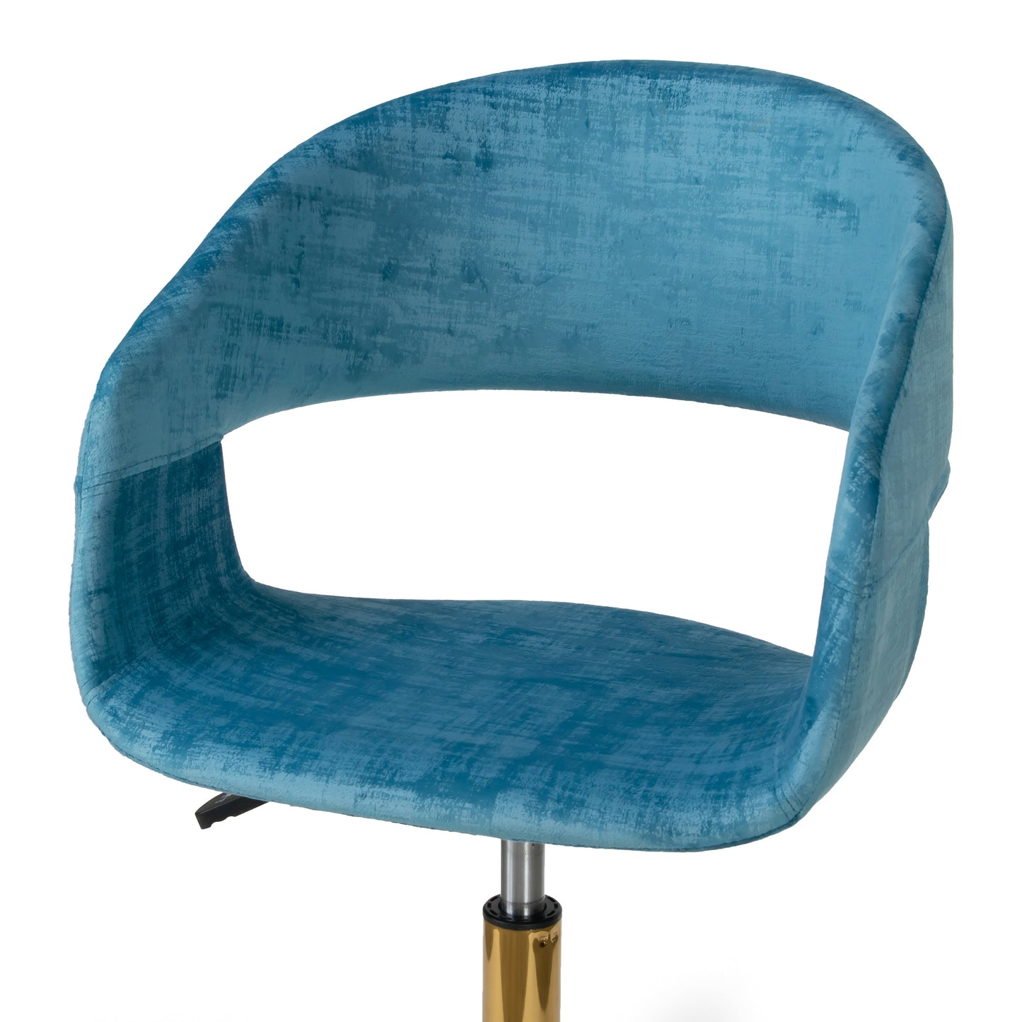 Amani Blue Velvet Office Chair with Golden Metal Base