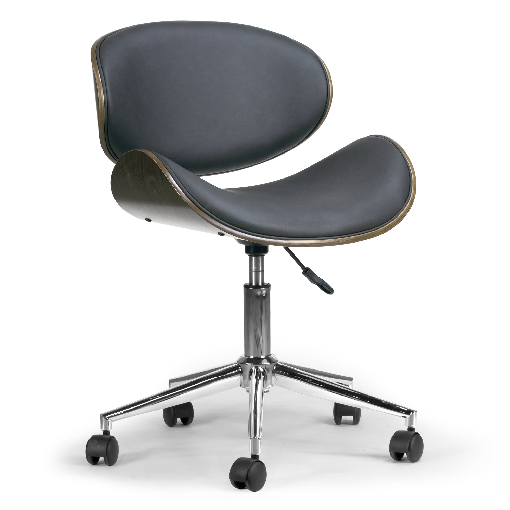 Amar Modern Dark Grey Office Chair with Grey Plywood Bentwood Frame ...