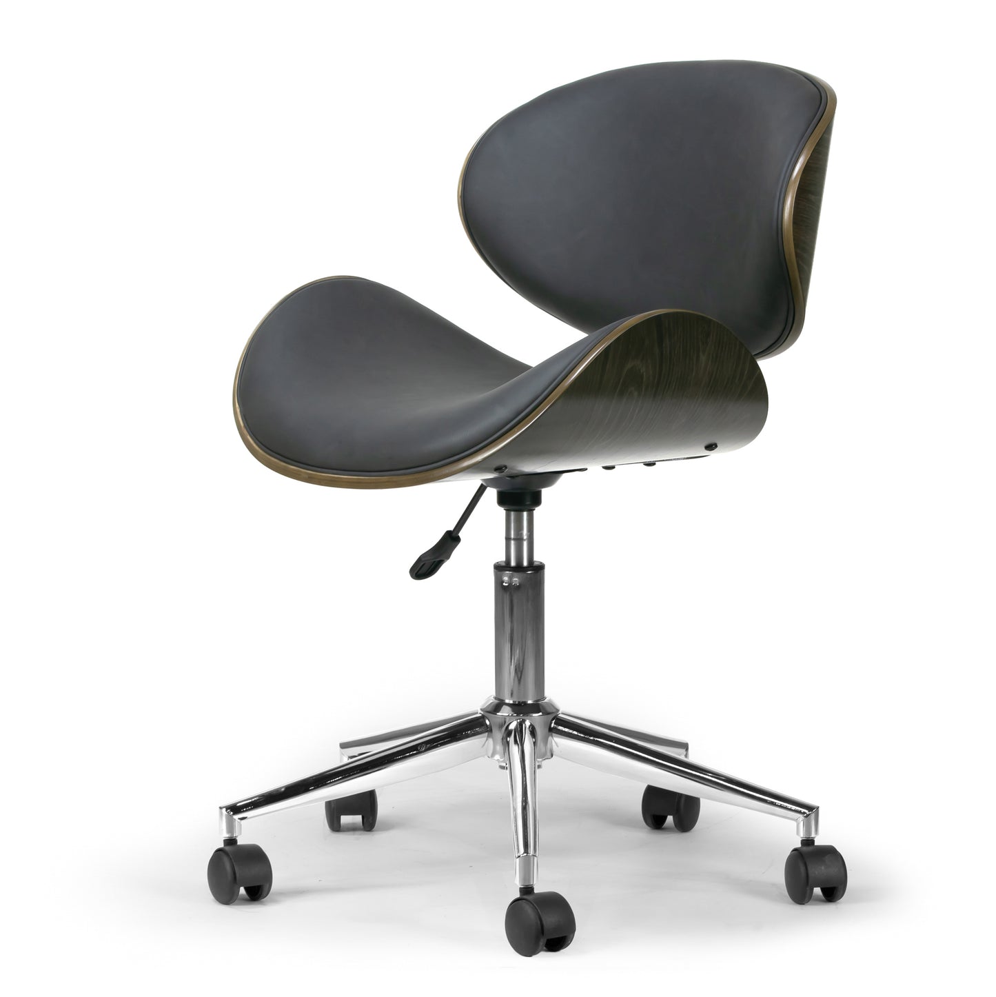 Amar Modern Dark Grey Office Chair with Grey Plywood Bentwood Frame