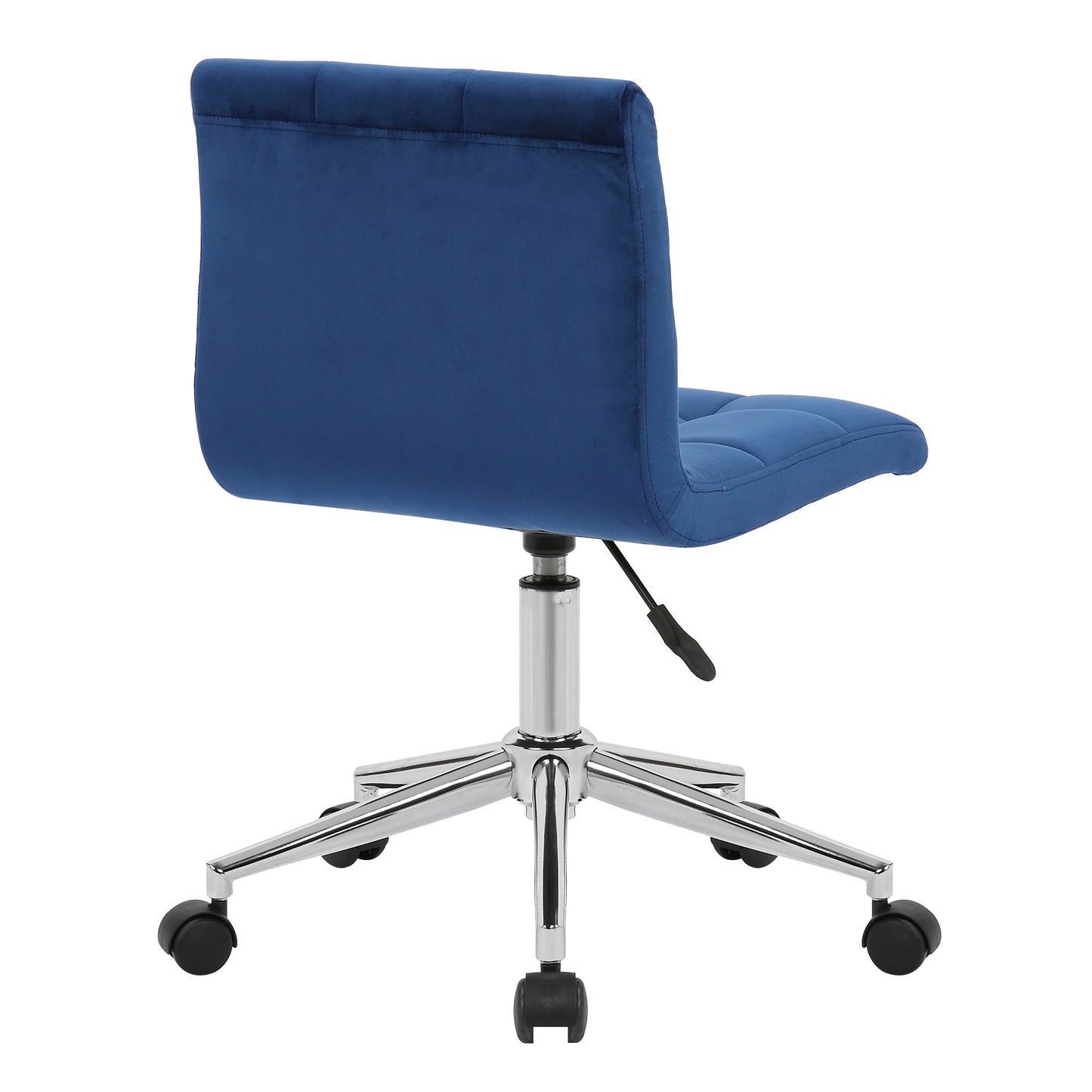 Amali Blue Velvet Upholstered Adjustable Height Swivel Office Chair with Wheel Base