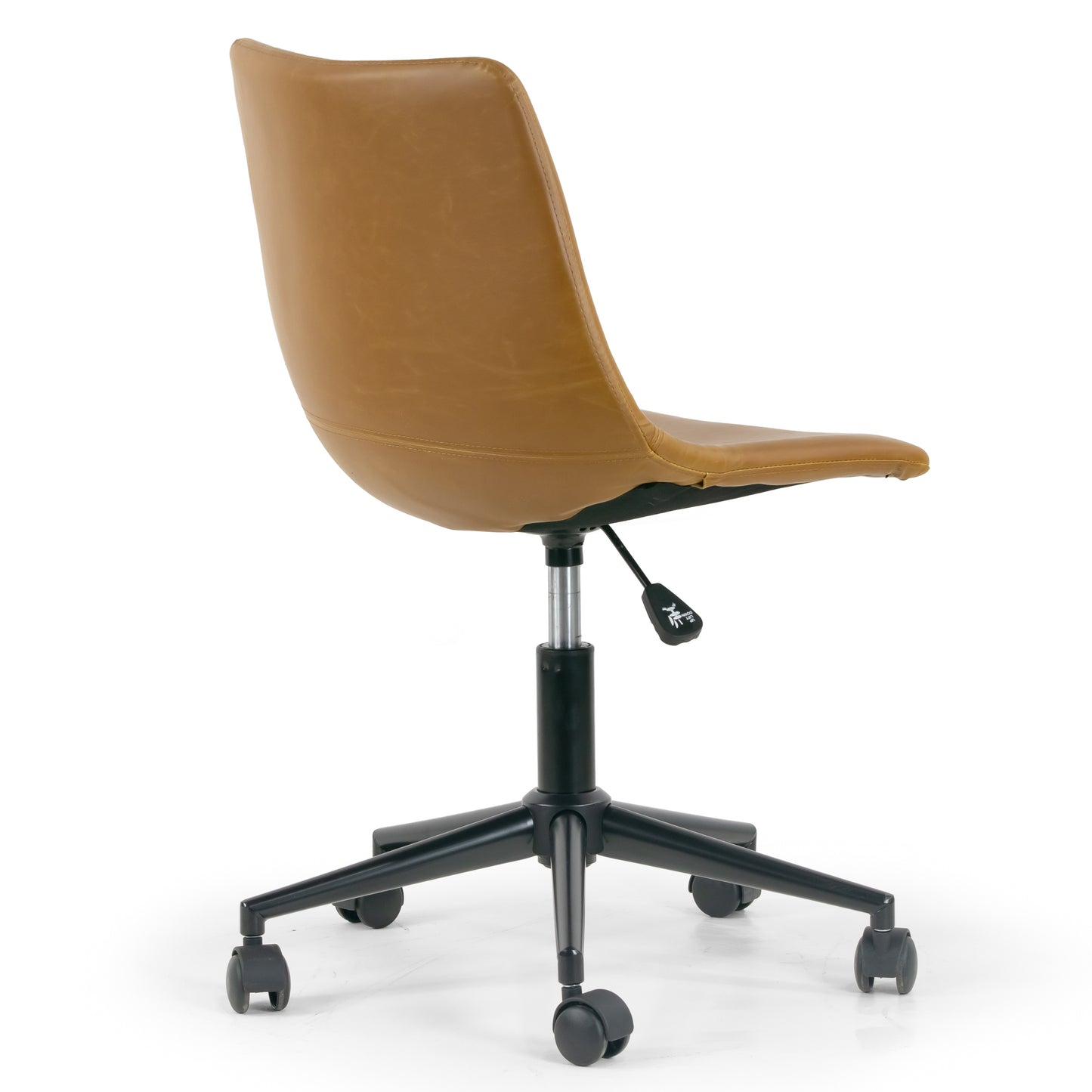 Adan Light Brown Faux Leather Adjustable Height Swivel Office Chair with Wheel Base