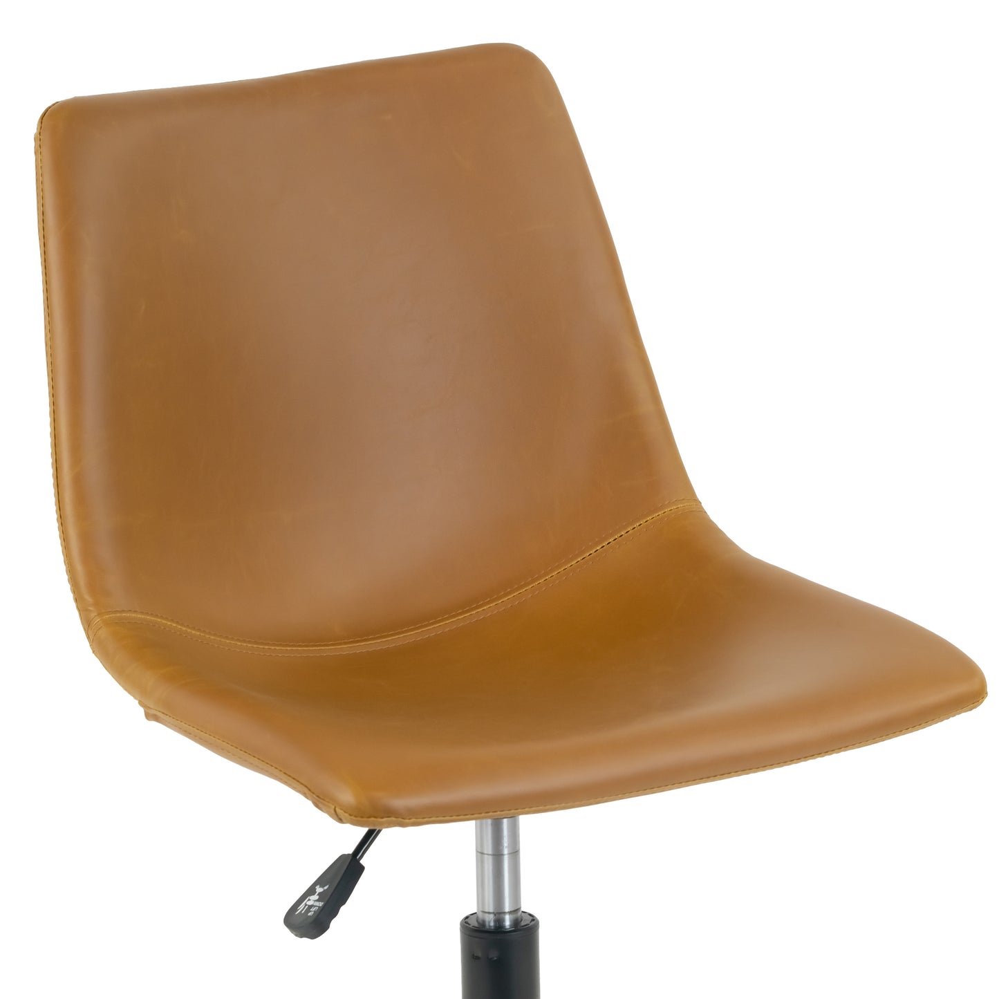 Adan Light Brown Faux Leather Adjustable Height Swivel Office Chair with Wheel Base