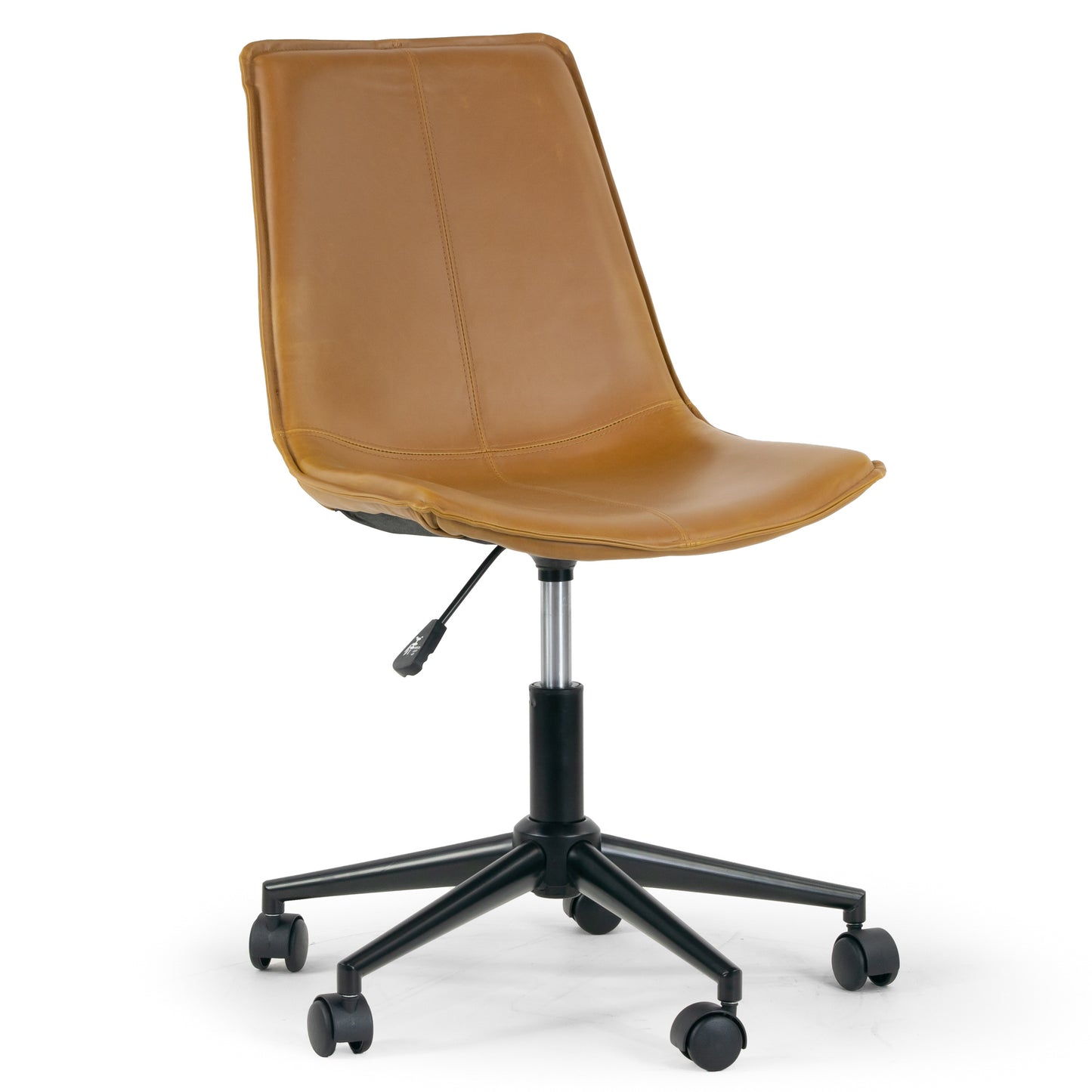 Amery Light Brown Faux Leather Adjustable Height Swivel Office Chair with Wheel Base