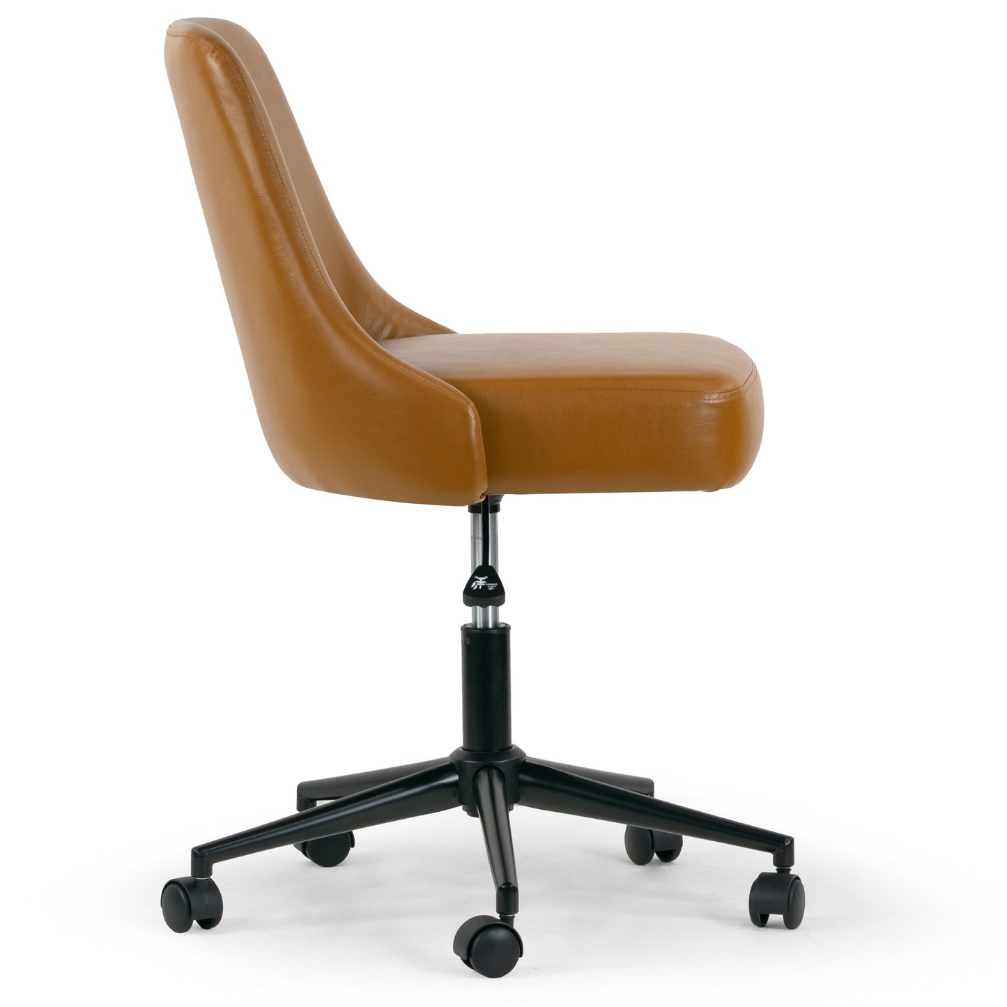 Aurica Light Brown Faux Leather Adjustable Height Swivel Office Chair with Wheel Base