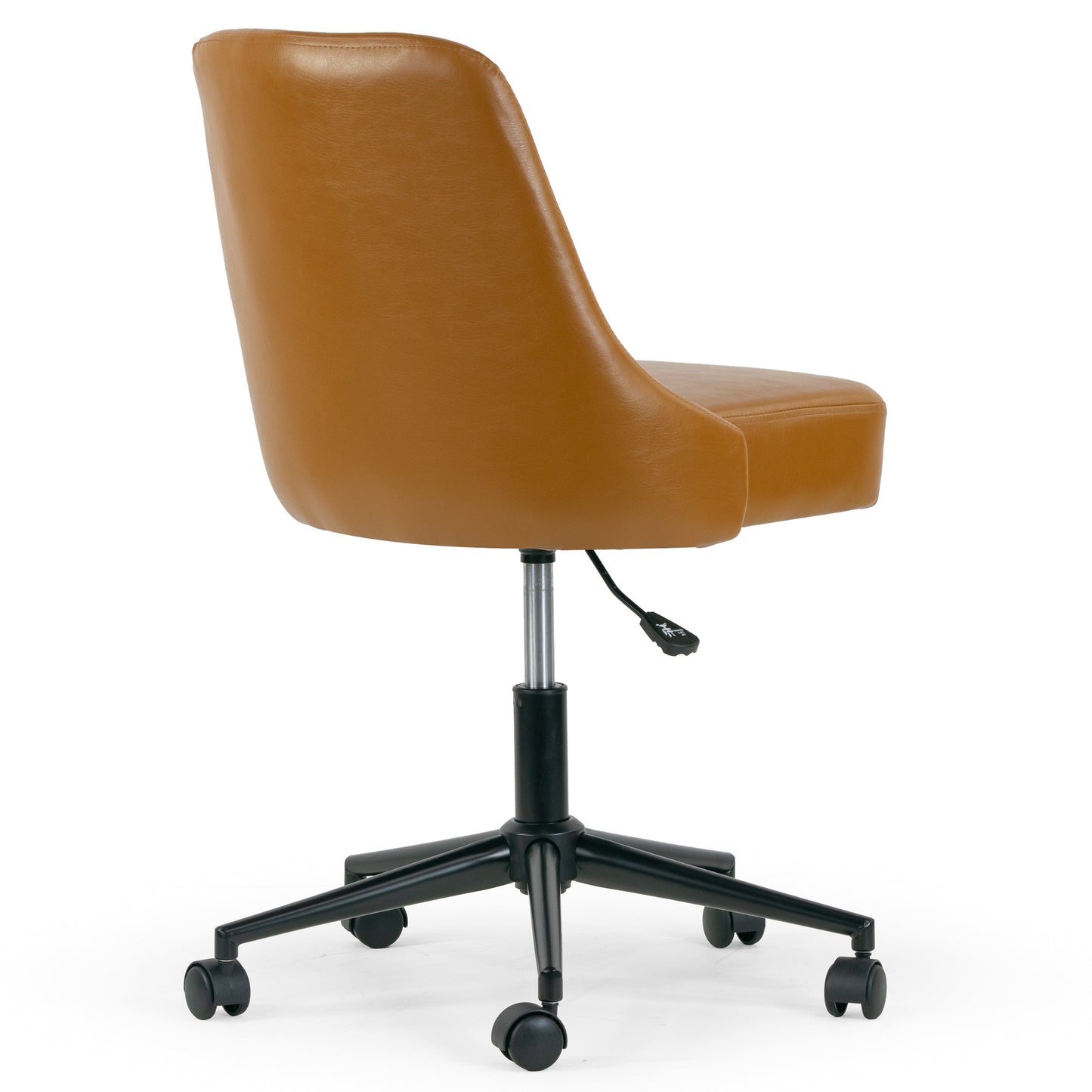 Aurica Light Brown Faux Leather Adjustable Height Swivel Office Chair with Wheel Base