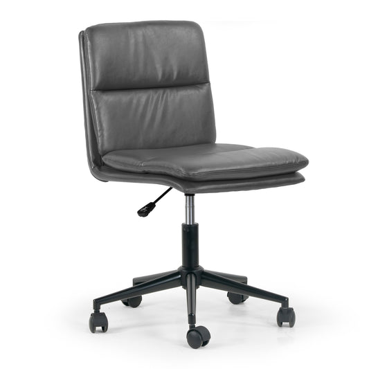 Avak Grey Faux Leather Adjustable Height Swivel Office Chair