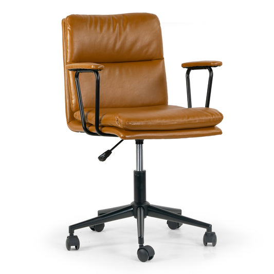 Avalee Cappuccino Faux Leather Adjustable Height Swivel Office Chair with Arms