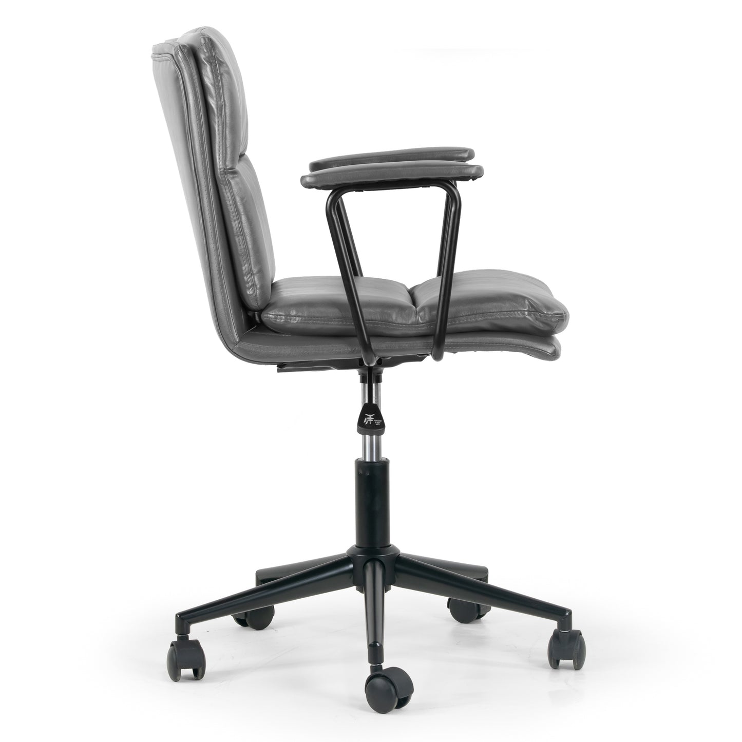 Avalee Grey Faux Leather Adjustable Height Swivel Office Chair with Arms